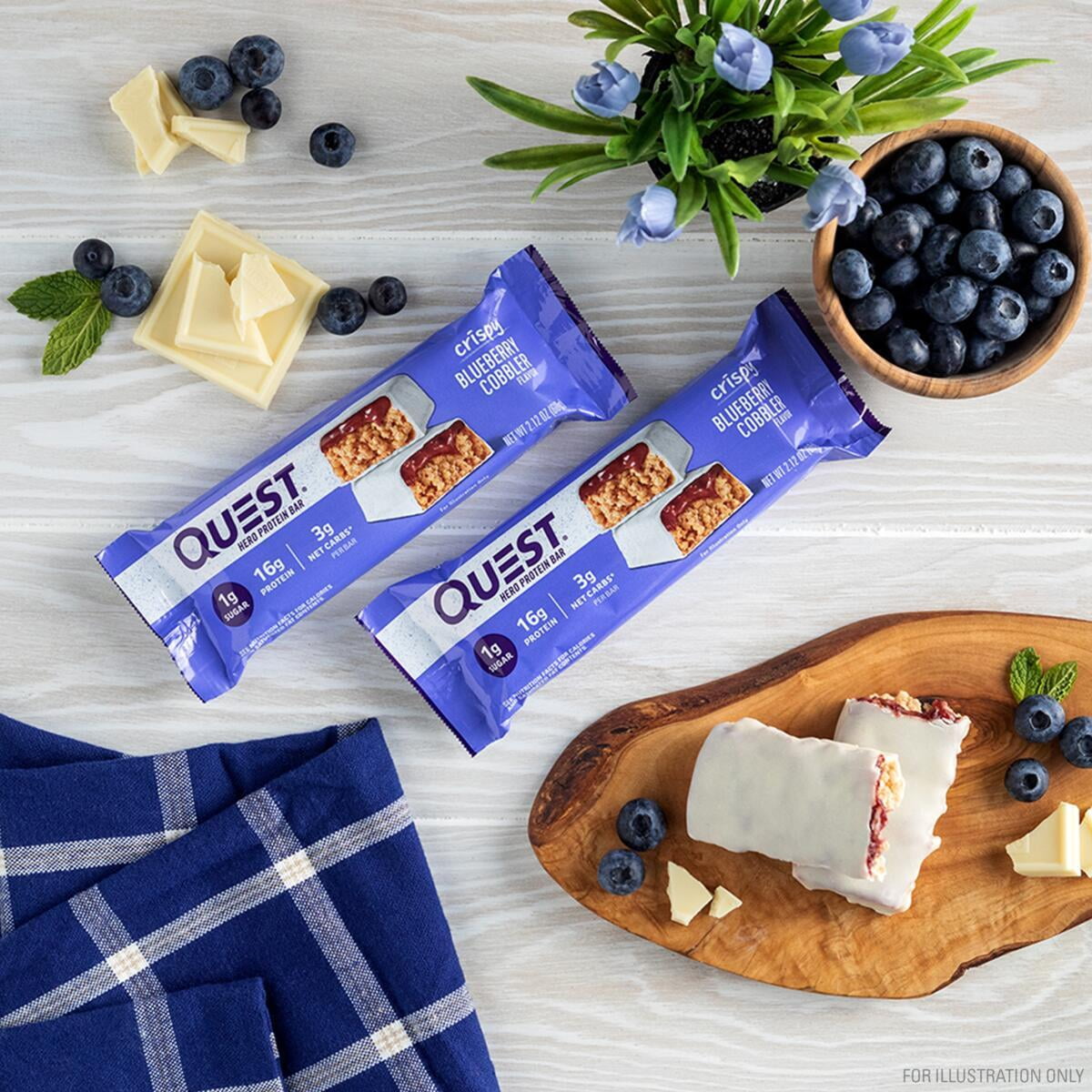 Quest Nutrition Blueberry Cobbler Hero Protein Bar Low Carb High Protein 12 Count
