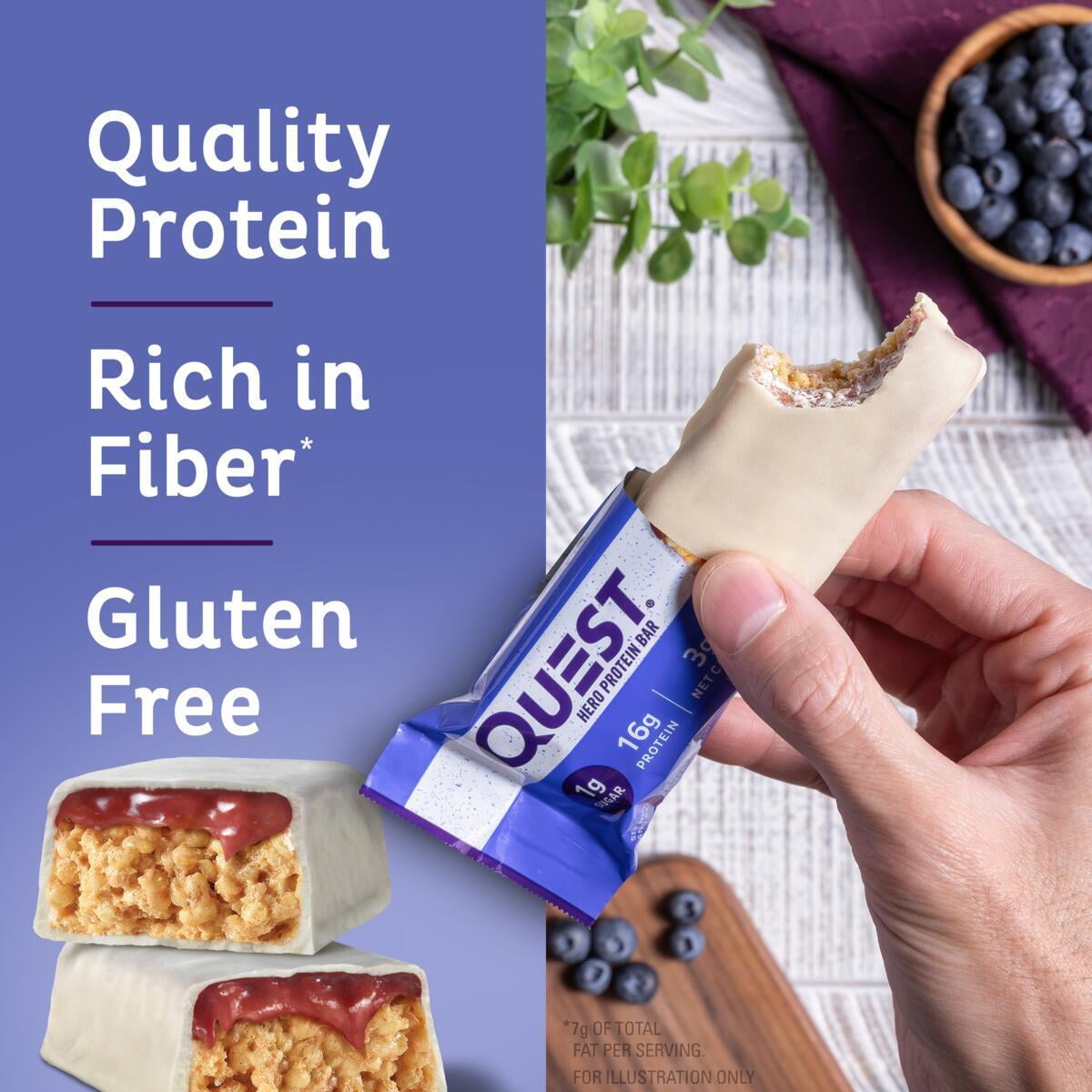 Quest Nutrition Blueberry Cobbler Hero Protein Bar Low Carb High Protein 12 Count