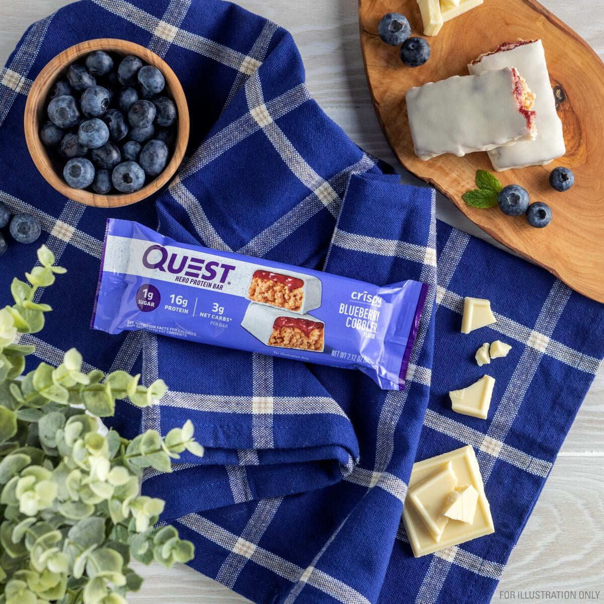 Quest Nutrition Blueberry Cobbler Hero Protein Bar Low Carb High Protein 12 Count