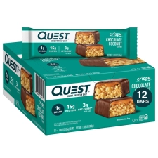 Quest Chocolate Coconut Crispy Hero Protein Bar Gluten Free 15g Protein 1.94 oz 12 Count