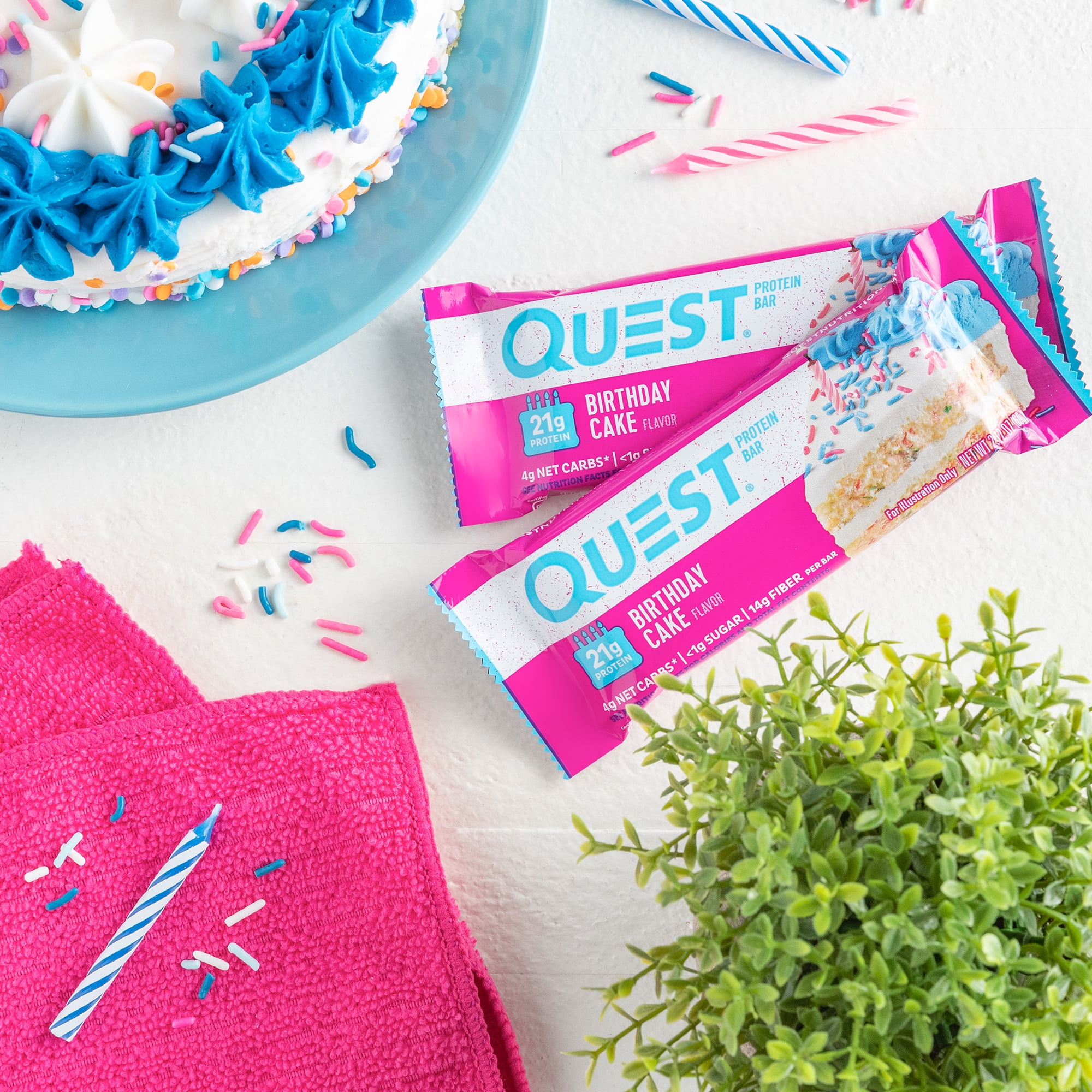 Quest Nutrition Birthday Cake Protein Bar High Protein Gluten Free 8 Count