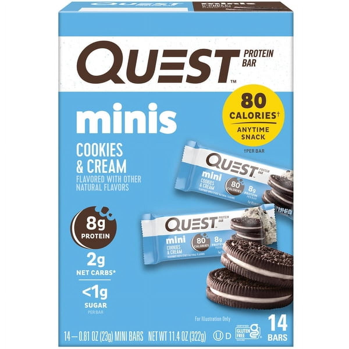 Quest Mini Cookies Cream Protein Bar Keto Friendly 081 oz 14 Count