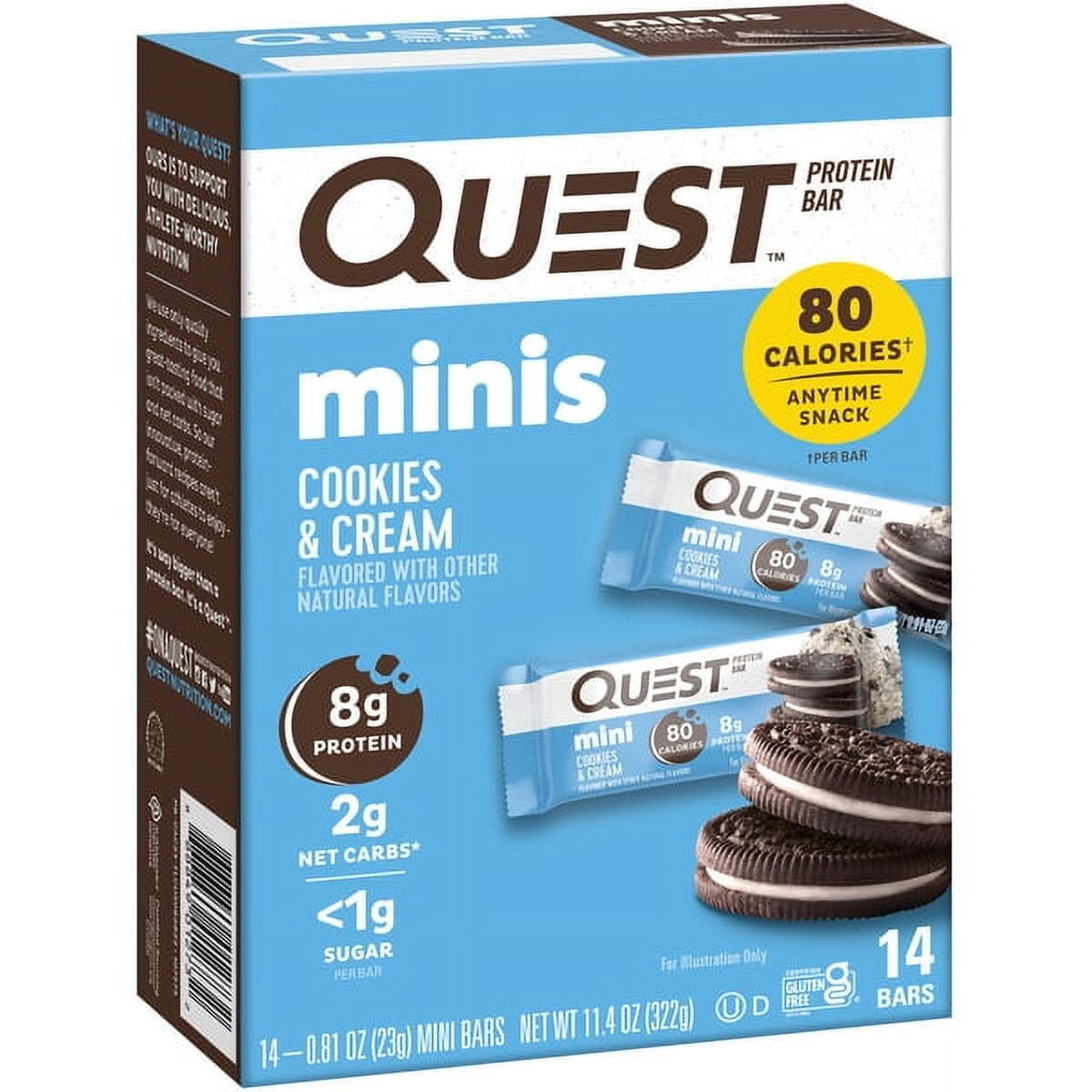 Quest Mini Cookies Cream Protein Bar Keto Friendly 081 oz 14 Count