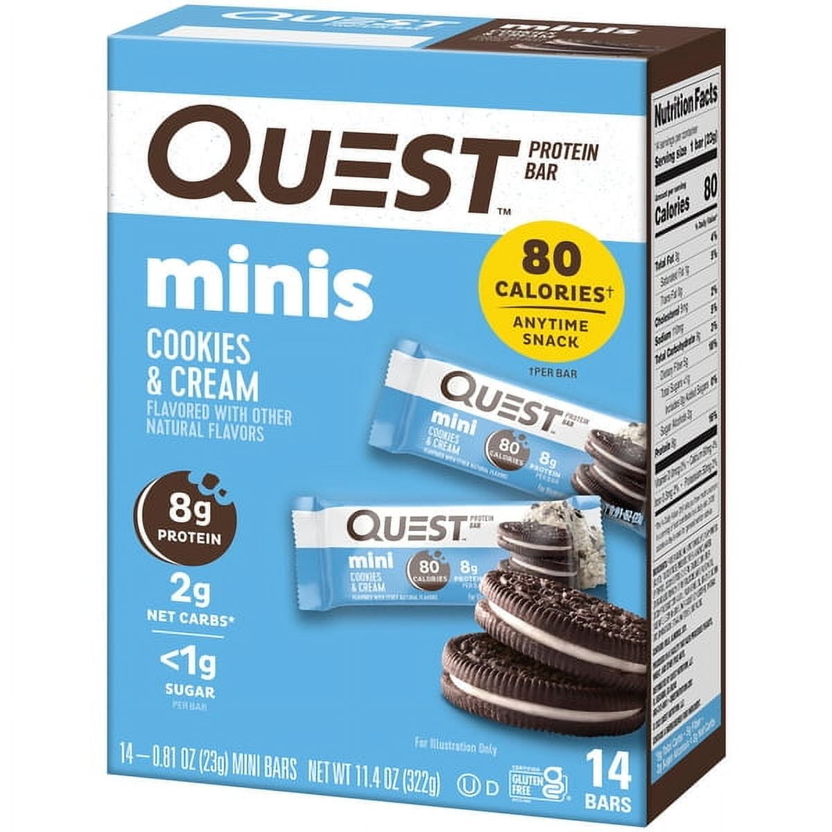 Quest Mini Cookies Cream Protein Bar Keto Friendly 081 oz 14 Count