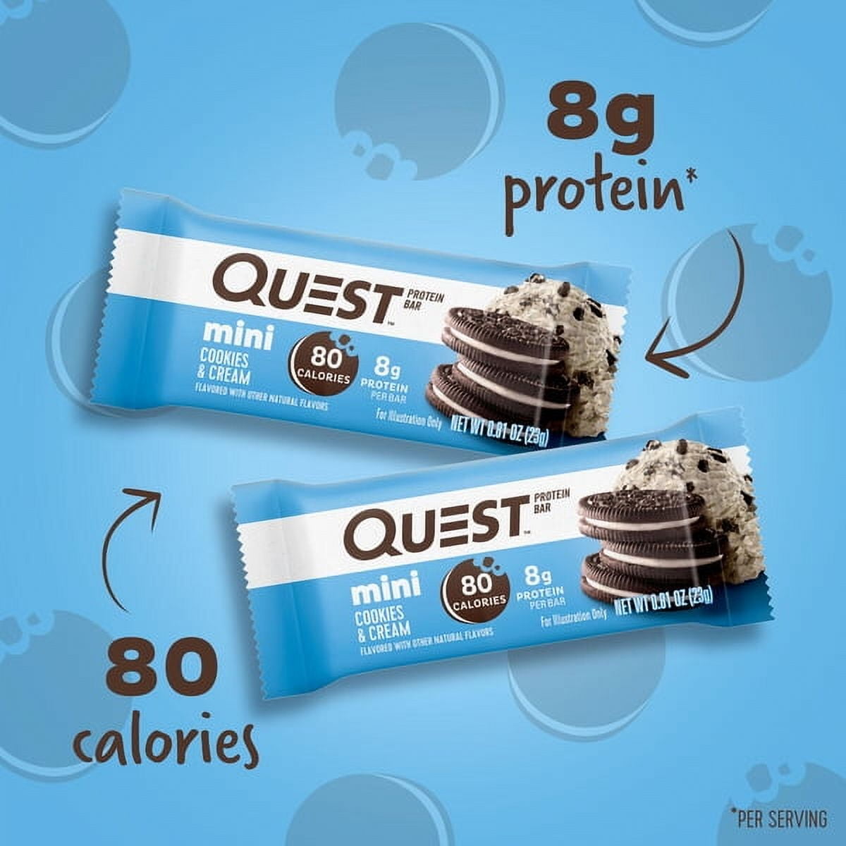 Quest Mini Cookies Cream Protein Bar Keto Friendly 081 oz 14 Count