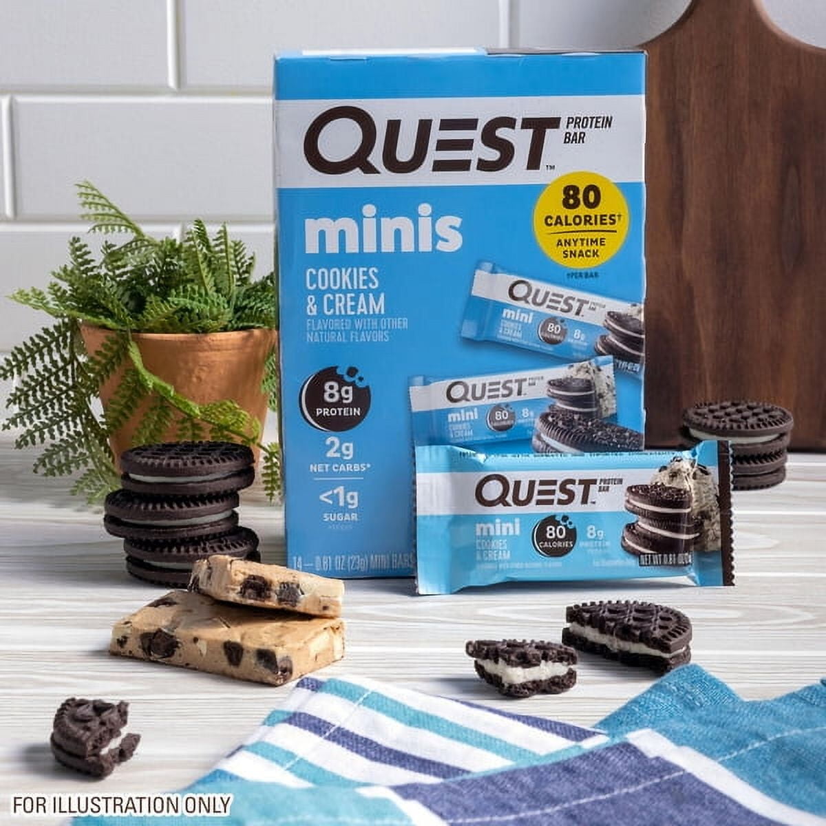 Quest Mini Cookies Cream Protein Bar Keto Friendly 081 oz 14 Count