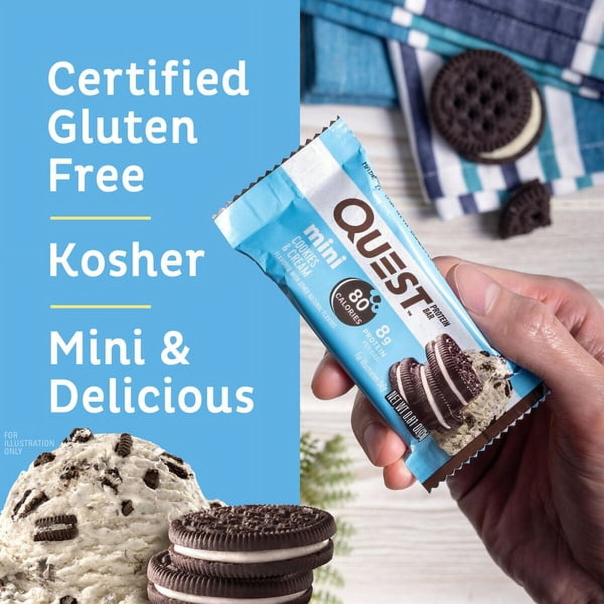 Quest Mini Cookies Cream Protein Bar Keto Friendly 081 oz 14 Count