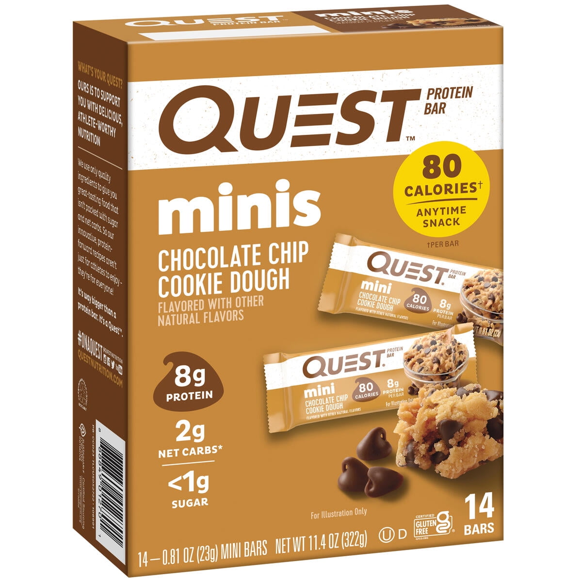 Quest Nutrition Mini Protein Bars Low Carb Chocolate Chip Cookie Dough 14 Count