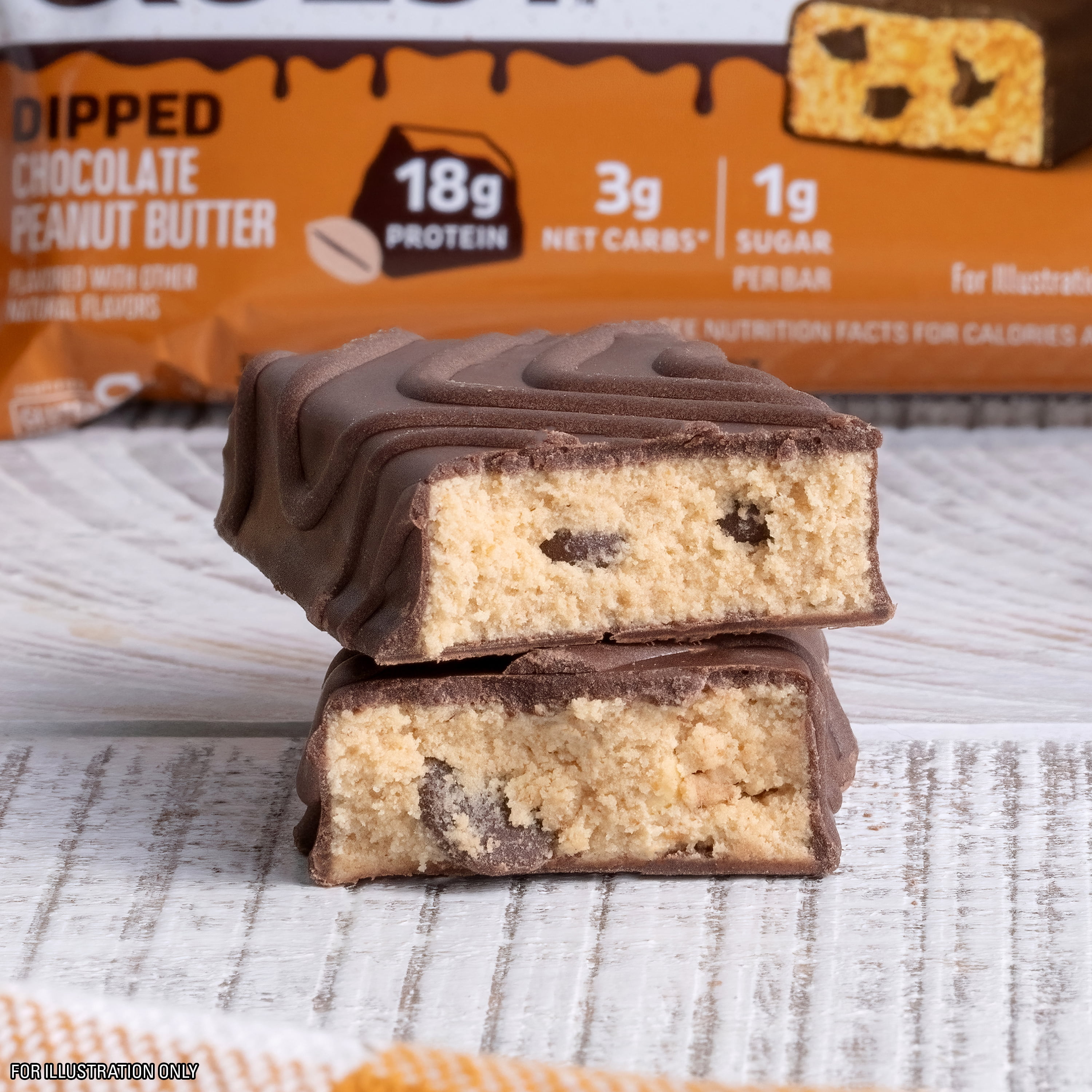 Quest Dipped Protein Bar High Protein Low Sugar Chocolate Peanut Butter 4 Count