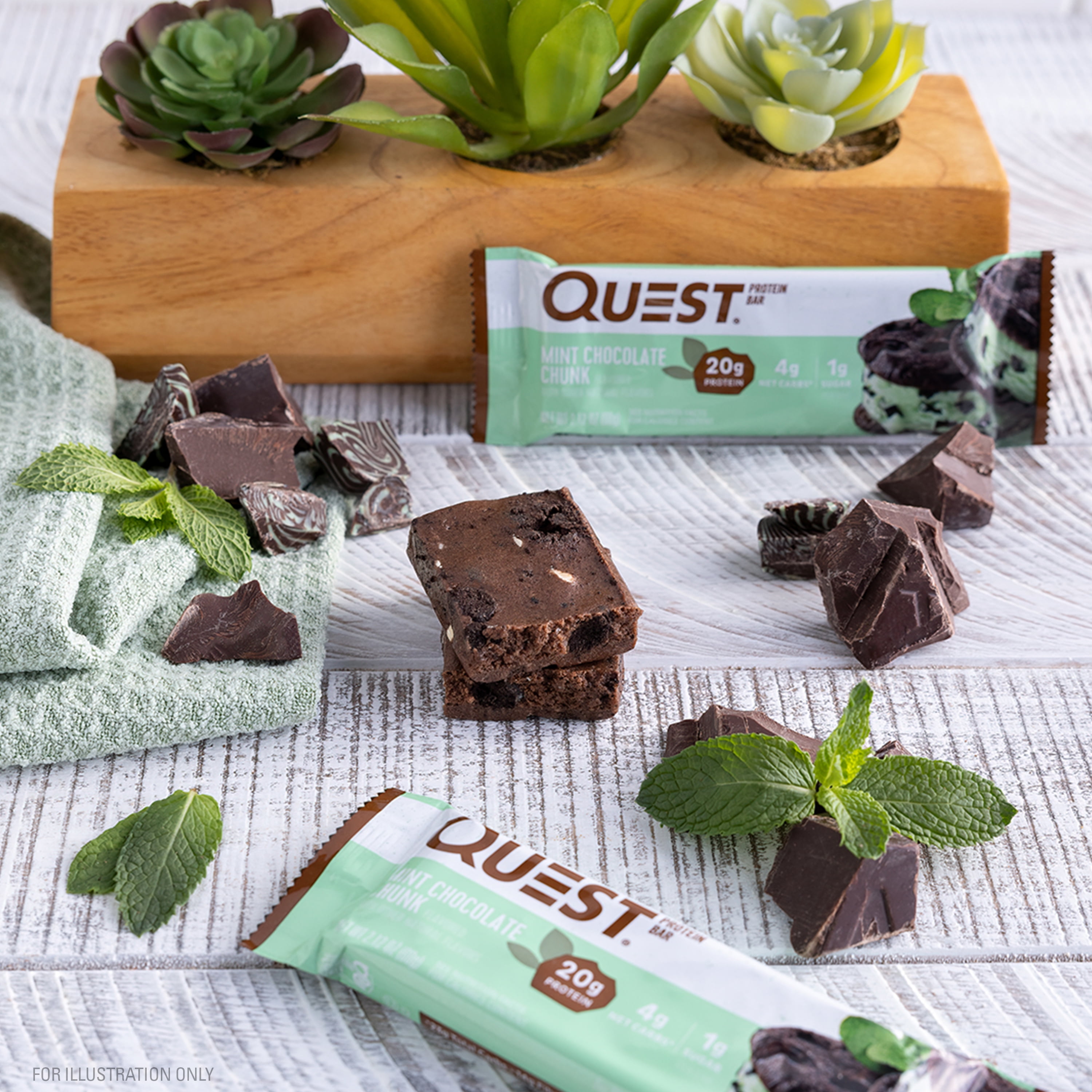 Quest Protein Bar Low Carb Gluten Free Mint Chocolate Chunk 20g Protein 4 Count