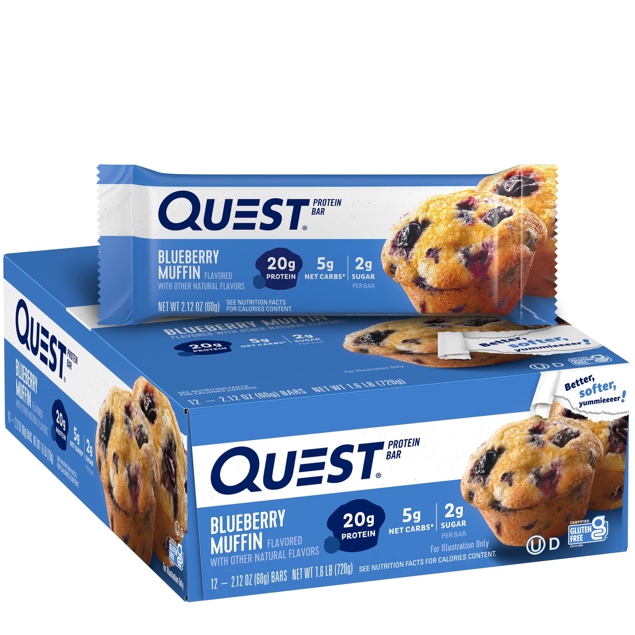 Quest Blueberry Muffin Chocolate Coconut Hero Protein Bars Bundle High Protein Low Carb Gluten Free 12 Count Packaging May Vary