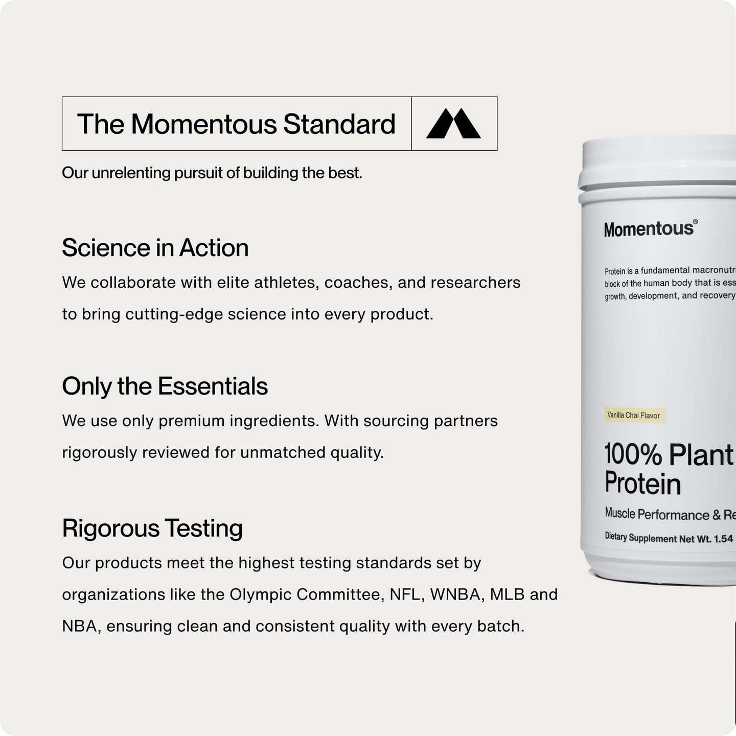 Momentous Essential Plant-Based Protein Vanilla Chai 700g