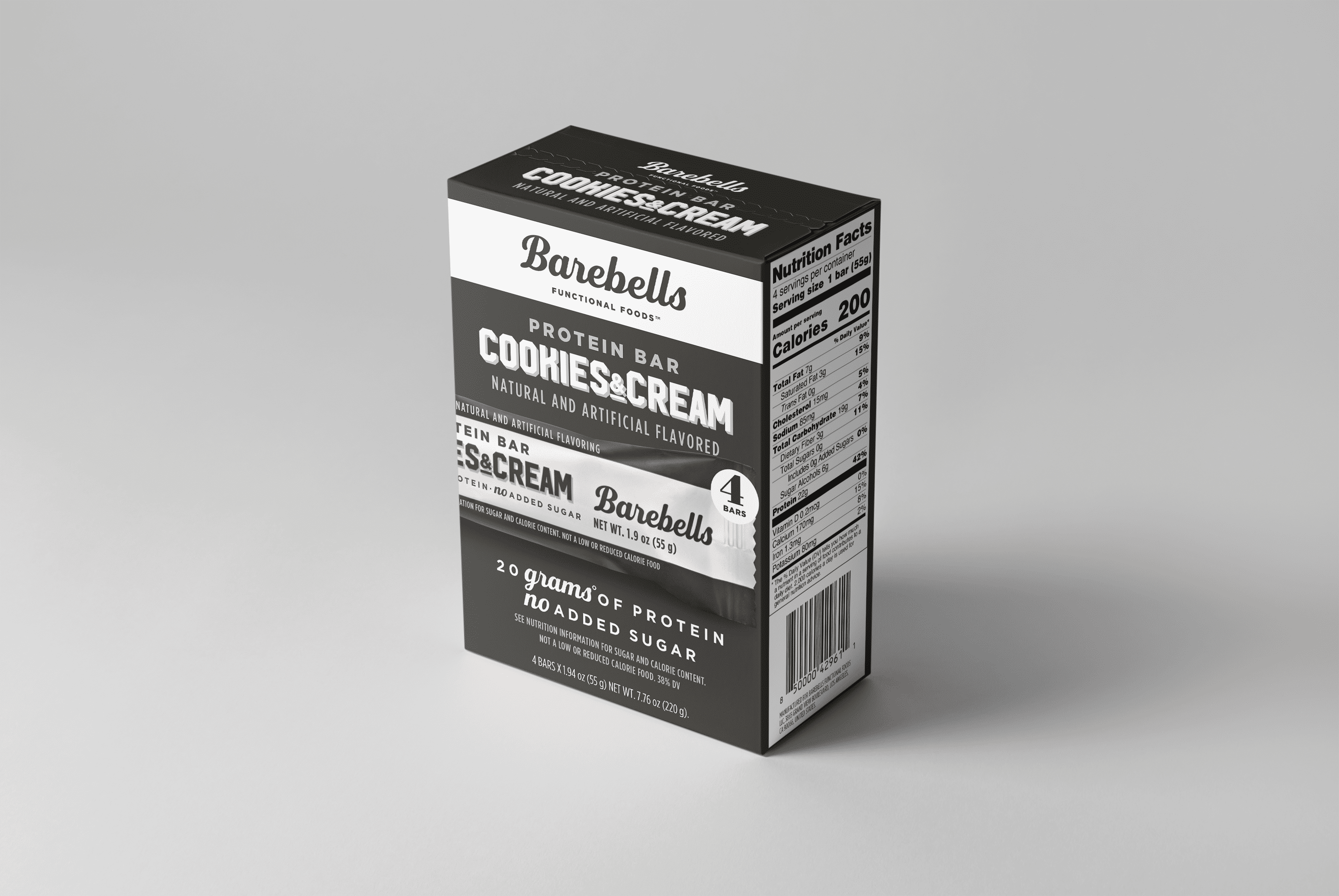 Barebells High Protein Bars 20g - Cookies & Cream Flavor 4 Count
