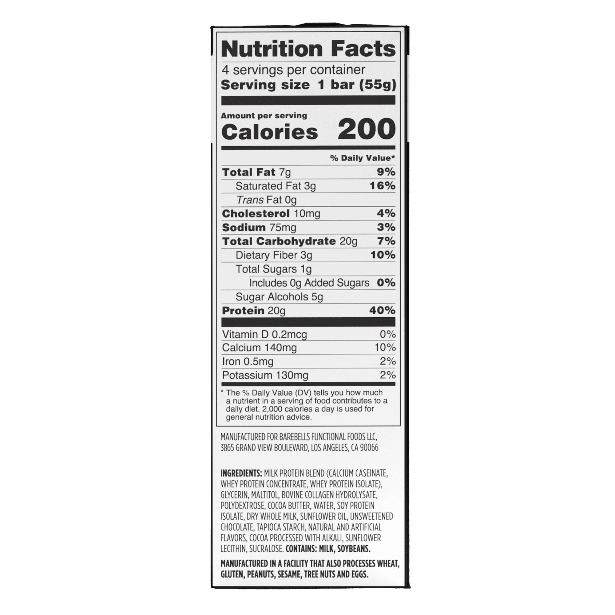 Barebells High Protein Bars 20g - Cookies & Cream Flavor 4 Count