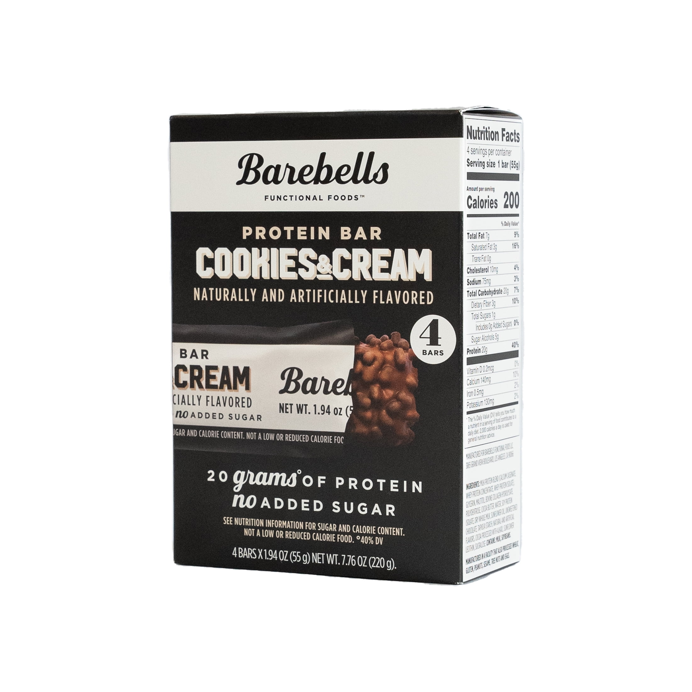 Barebells High Protein Bars 20g - Cookies & Cream Flavor 4 Count