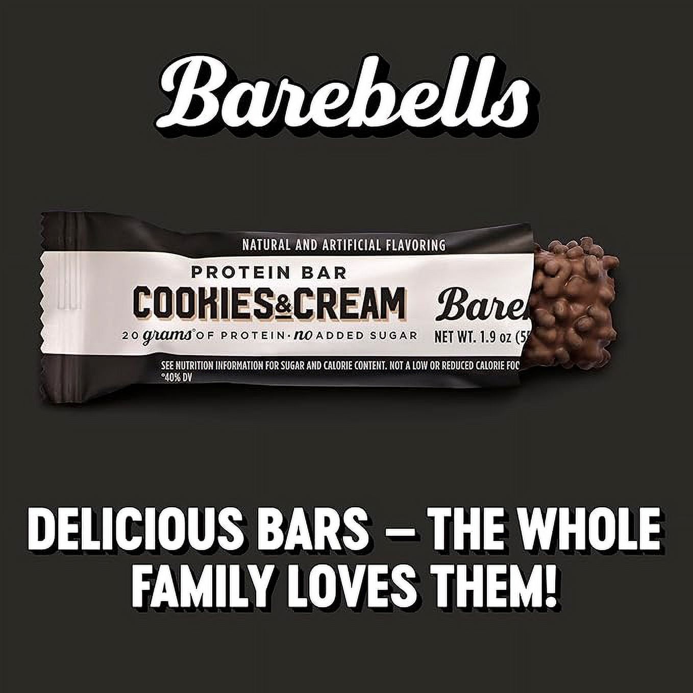 Barebells High Protein Bars 20g, 1.9oz Cookies & Cream 12 Pack