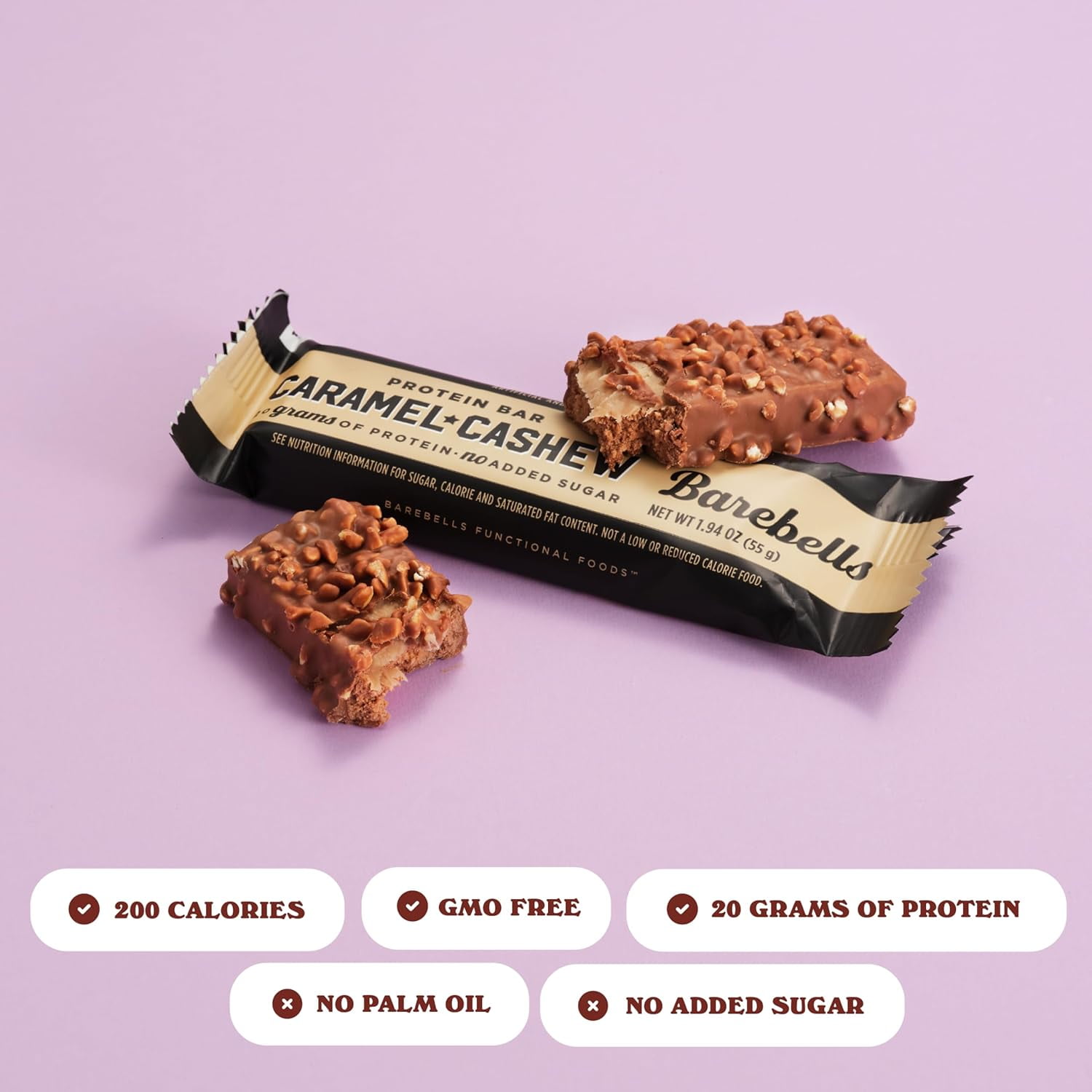 Barebells Protein Bars 20g High Protein 1.9oz Caramel Cashew 12 Count
