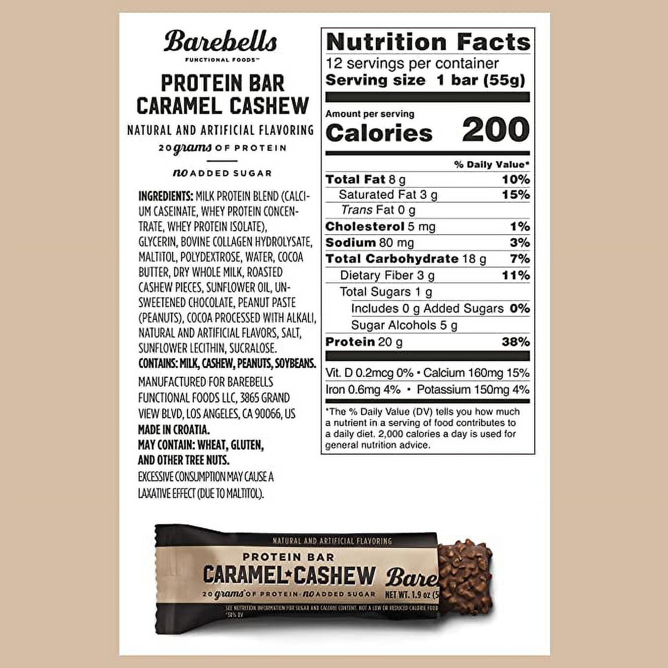 Barebells Protein Bars 20g High Protein 1.9oz Caramel Cashew 12 Count