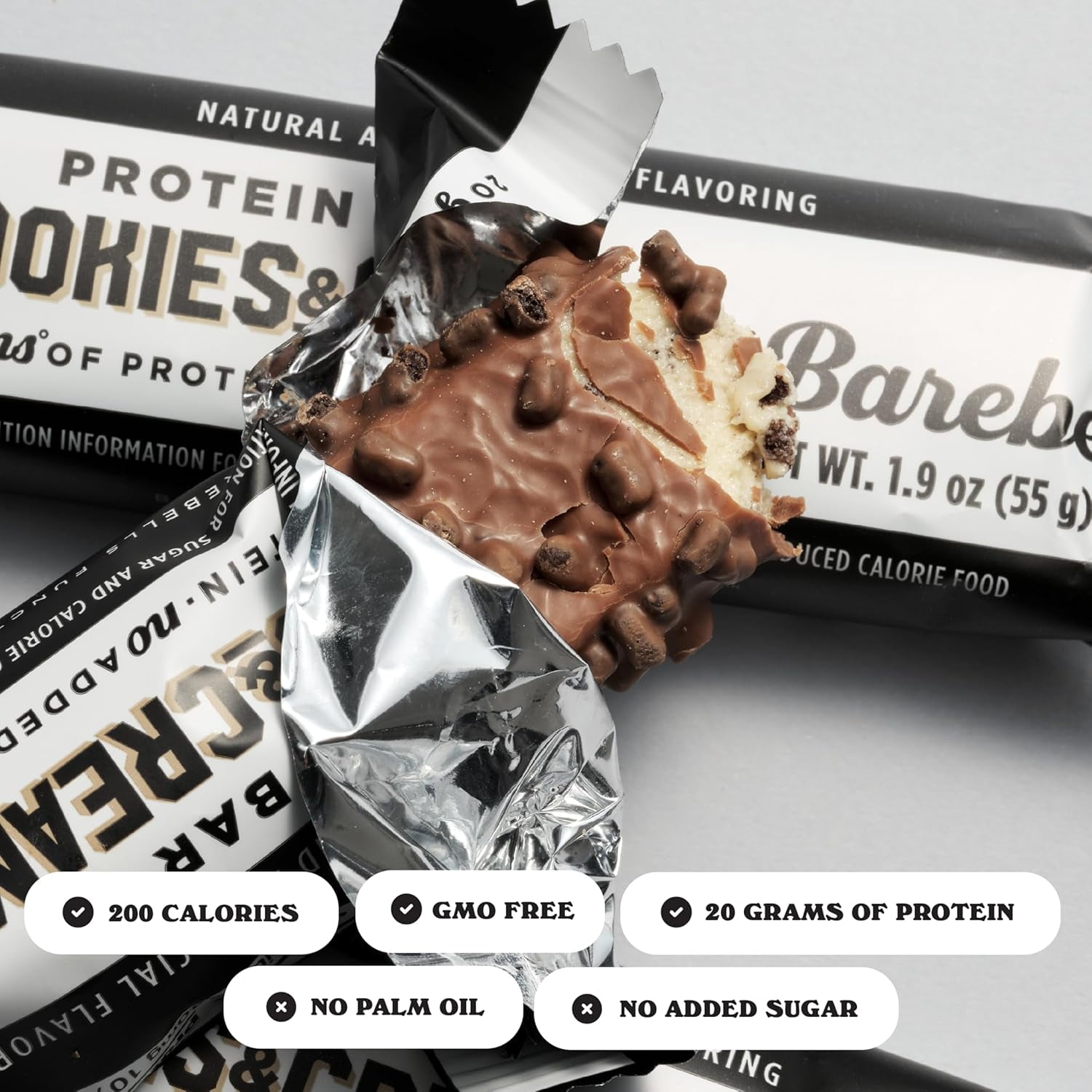 Barebells Cookies & Cream Protein Bars 20g High Protein 1.9oz 12 Count