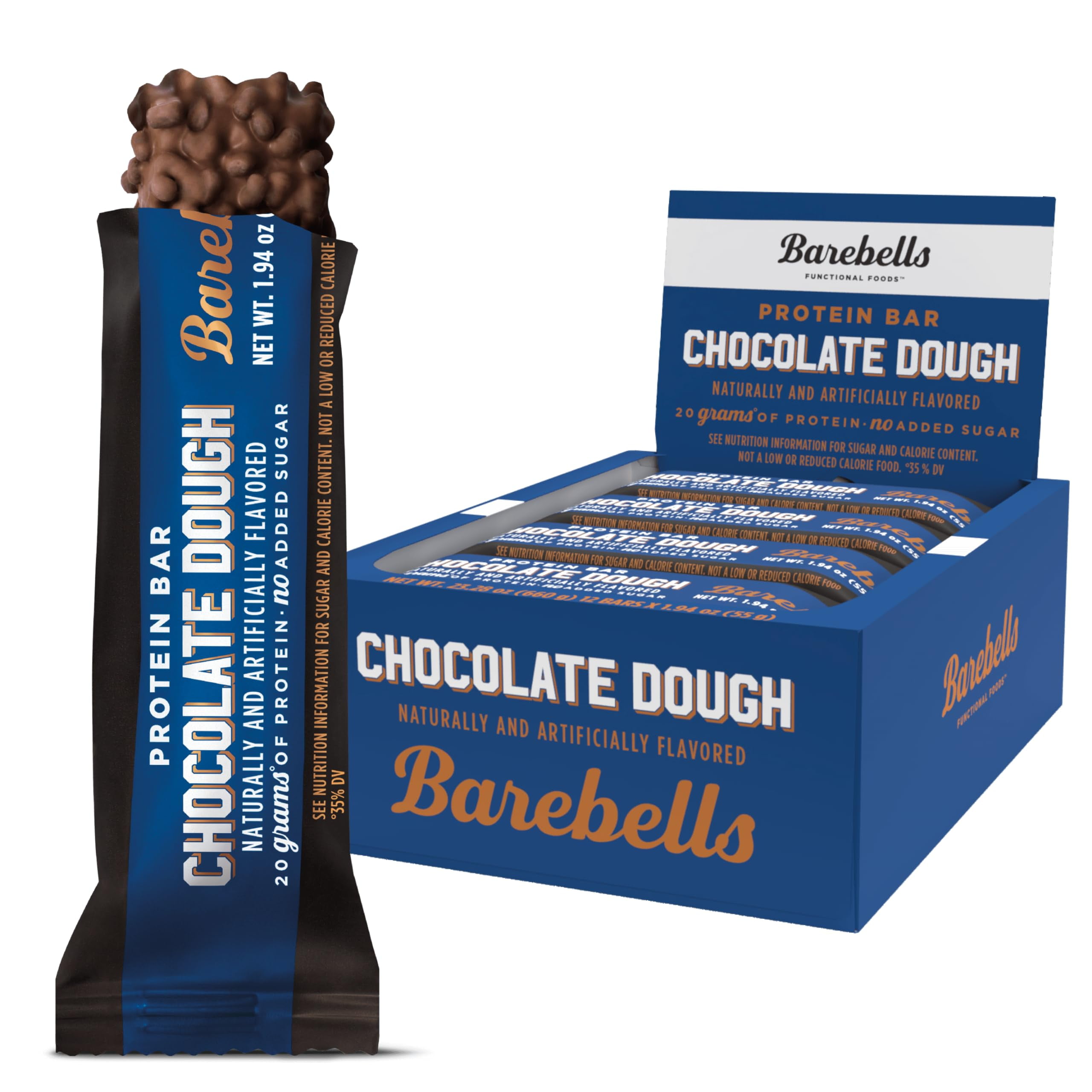 Barebells Chocolate Dough Protein Bars HYZ01 | 12 Count, 1.9oz Bars | High Protein Snack