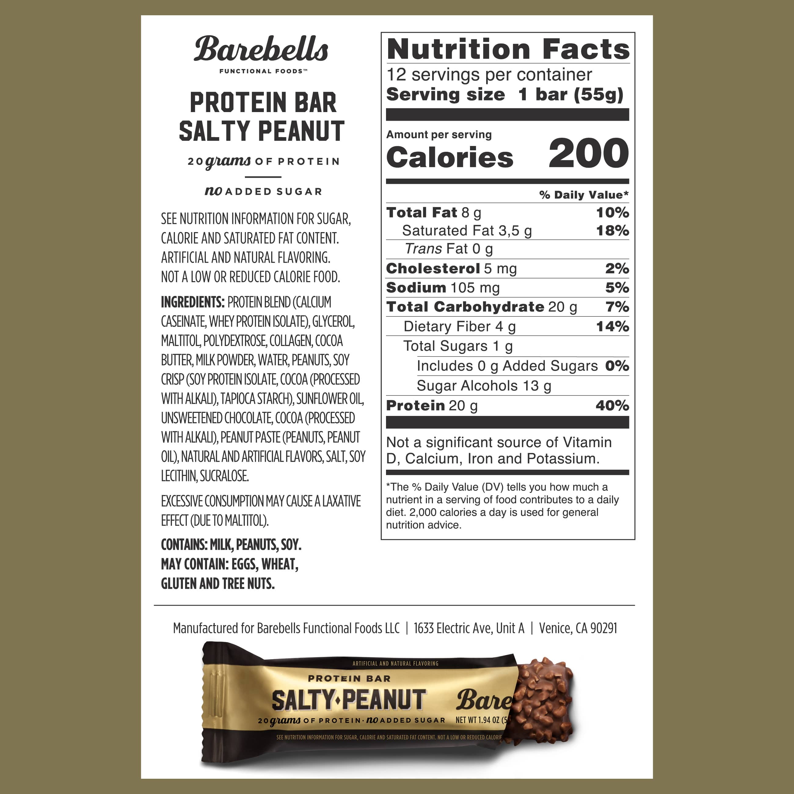 Barebells High Protein Salty Peanut Bars 20g 1.9oz 12 Count