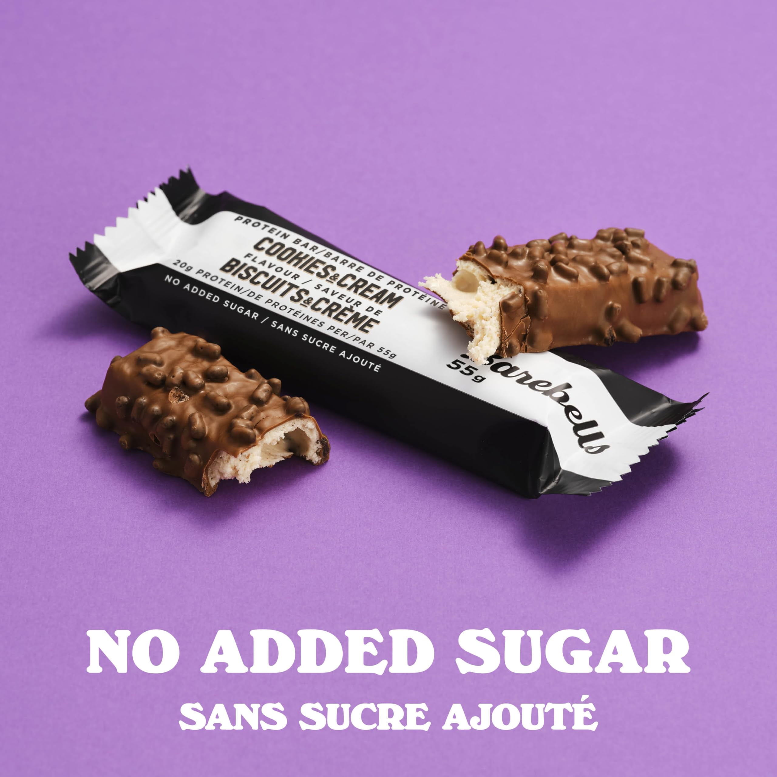 BAREBELLS PROTEIN BARS COOKIES AND CREAM STF9 - 12 COUNT, 20G HIGH PROTEIN, 1G TOTAL SUGARS - CHOCOLATE BAR