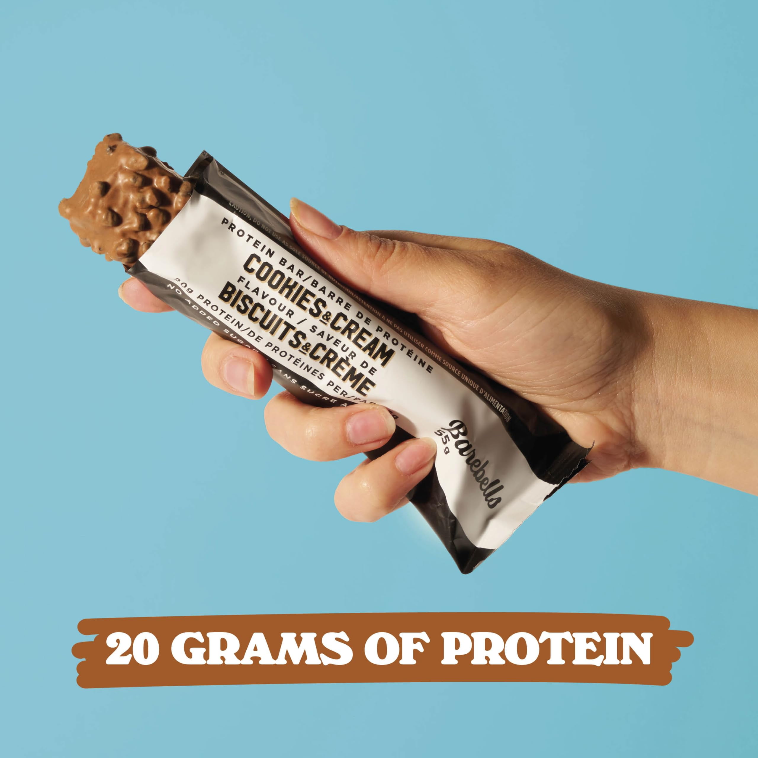 BAREBELLS PROTEIN BARS COOKIES AND CREAM STF9 - 12 COUNT, 20G HIGH PROTEIN, 1G TOTAL SUGARS - CHOCOLATE BAR