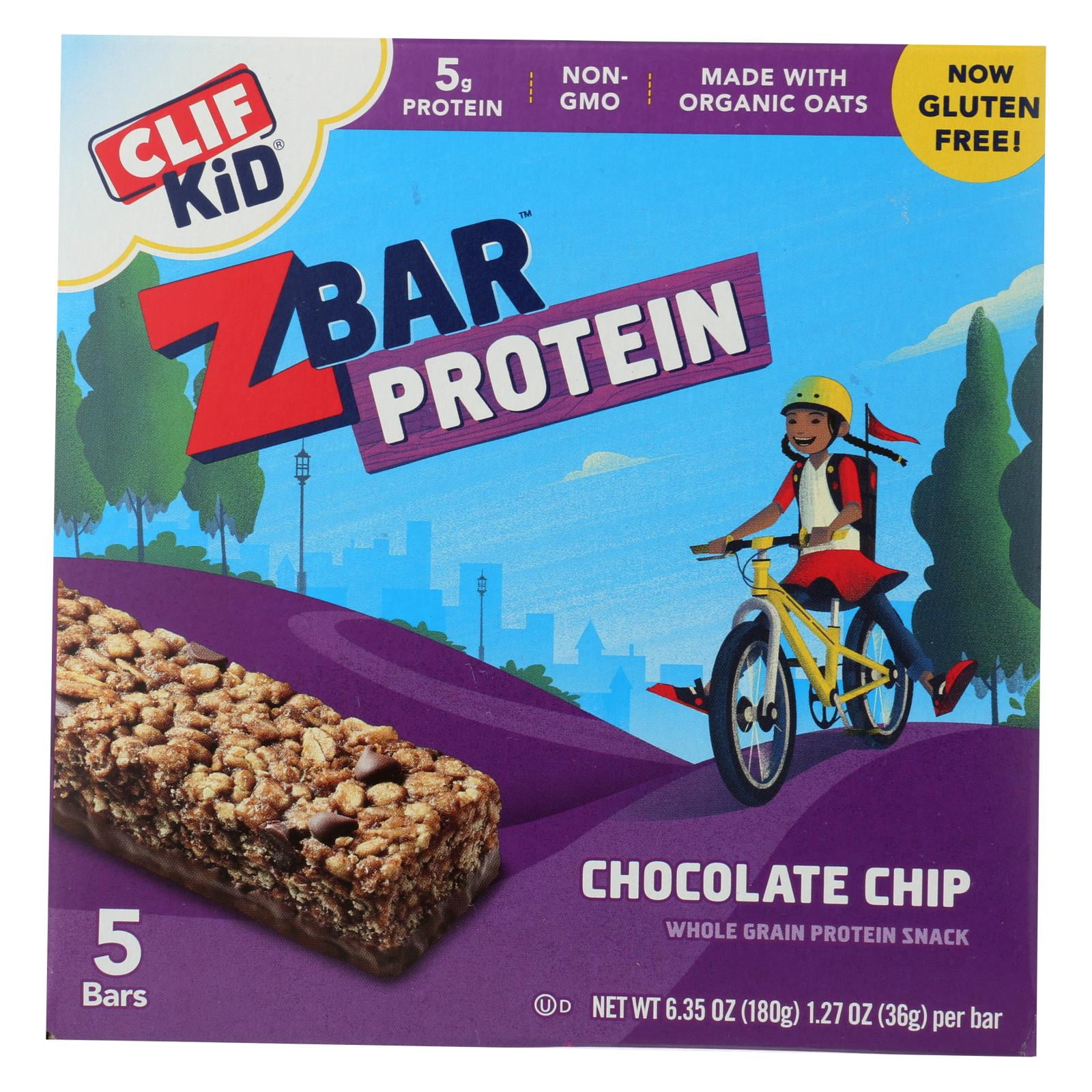 Zbar Chocolate Chip Crispy Snack Bars with Organic Oats - Non-GMO - 5g Protein - Gluten Free (5 Pack)