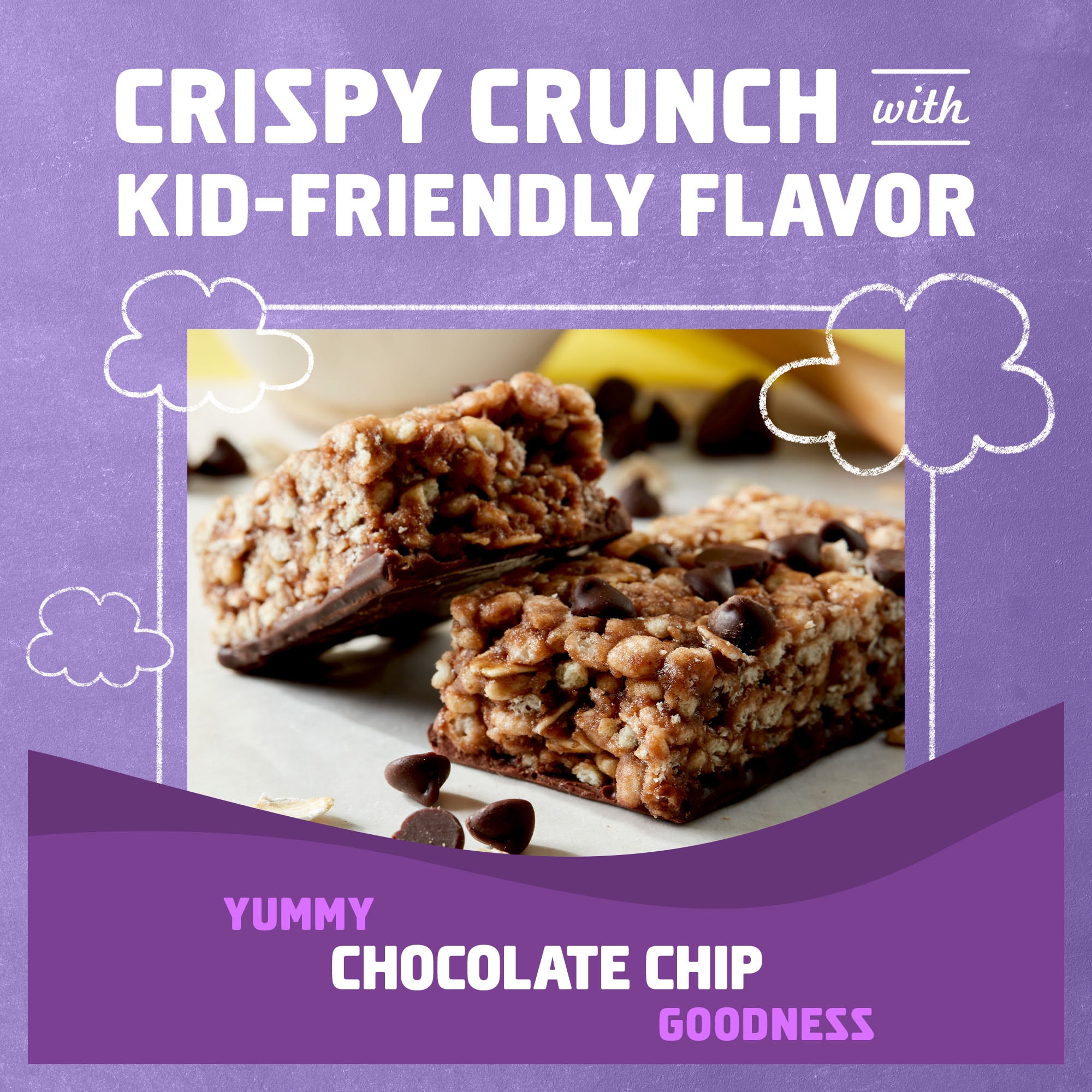 Zbar Chocolate Chip Crispy Snack Bars with Organic Oats - Non-GMO - 5g Protein - Gluten Free (5 Pack)