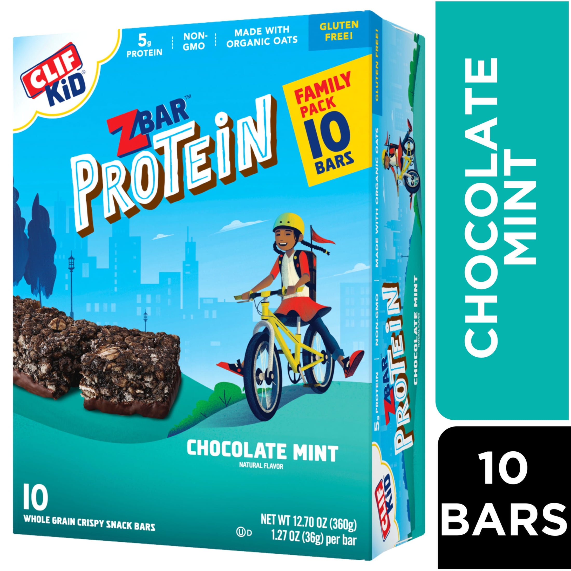 Zbar Protein Chocolate Mint Crispy Snack Bars Organic Oats Non GMO 5g Protein Gluten Free Protein Bars 10 Pack