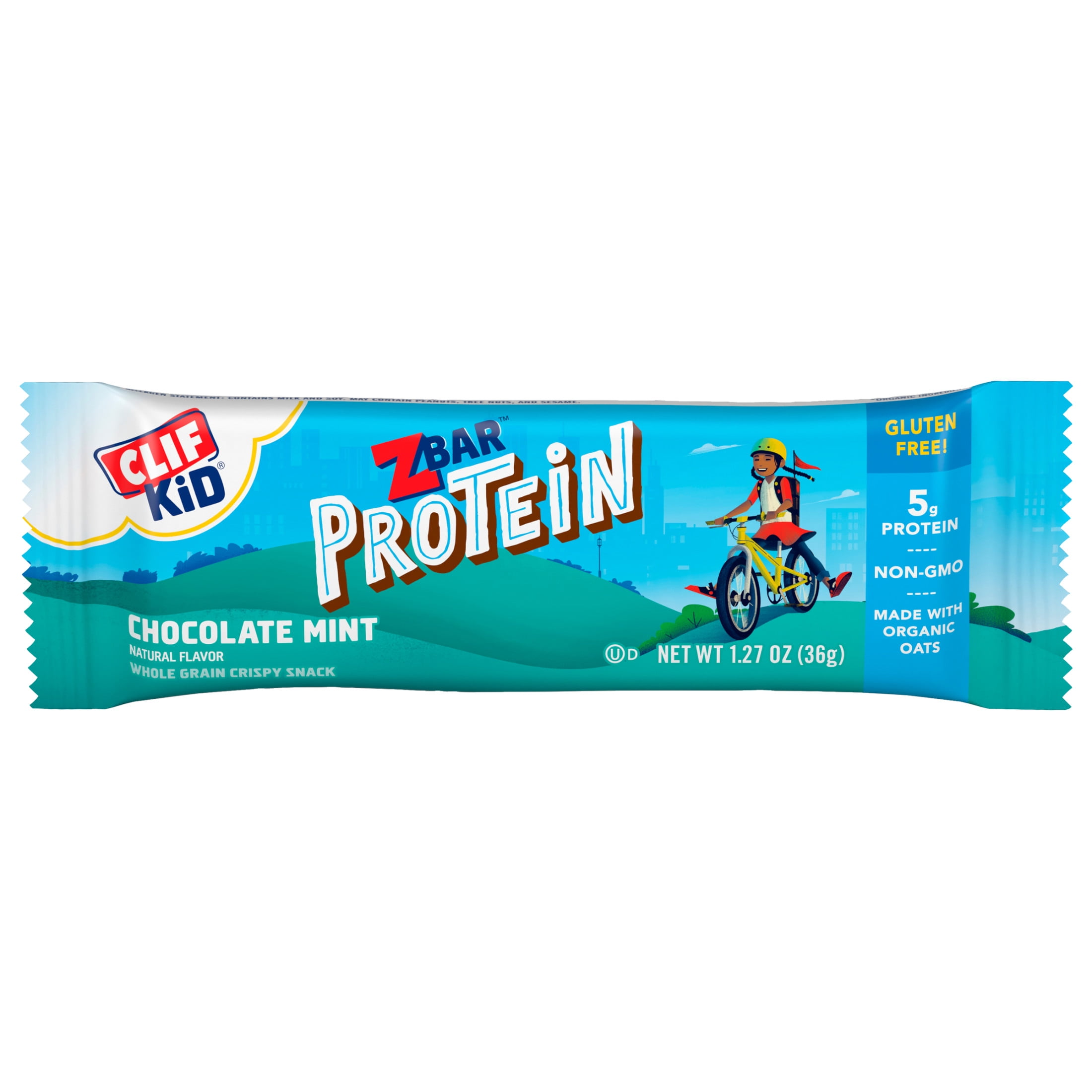Zbar Protein Chocolate Mint Crispy Snack Bars Organic Oats Non GMO 5g Protein Gluten Free Protein Bars 10 Pack