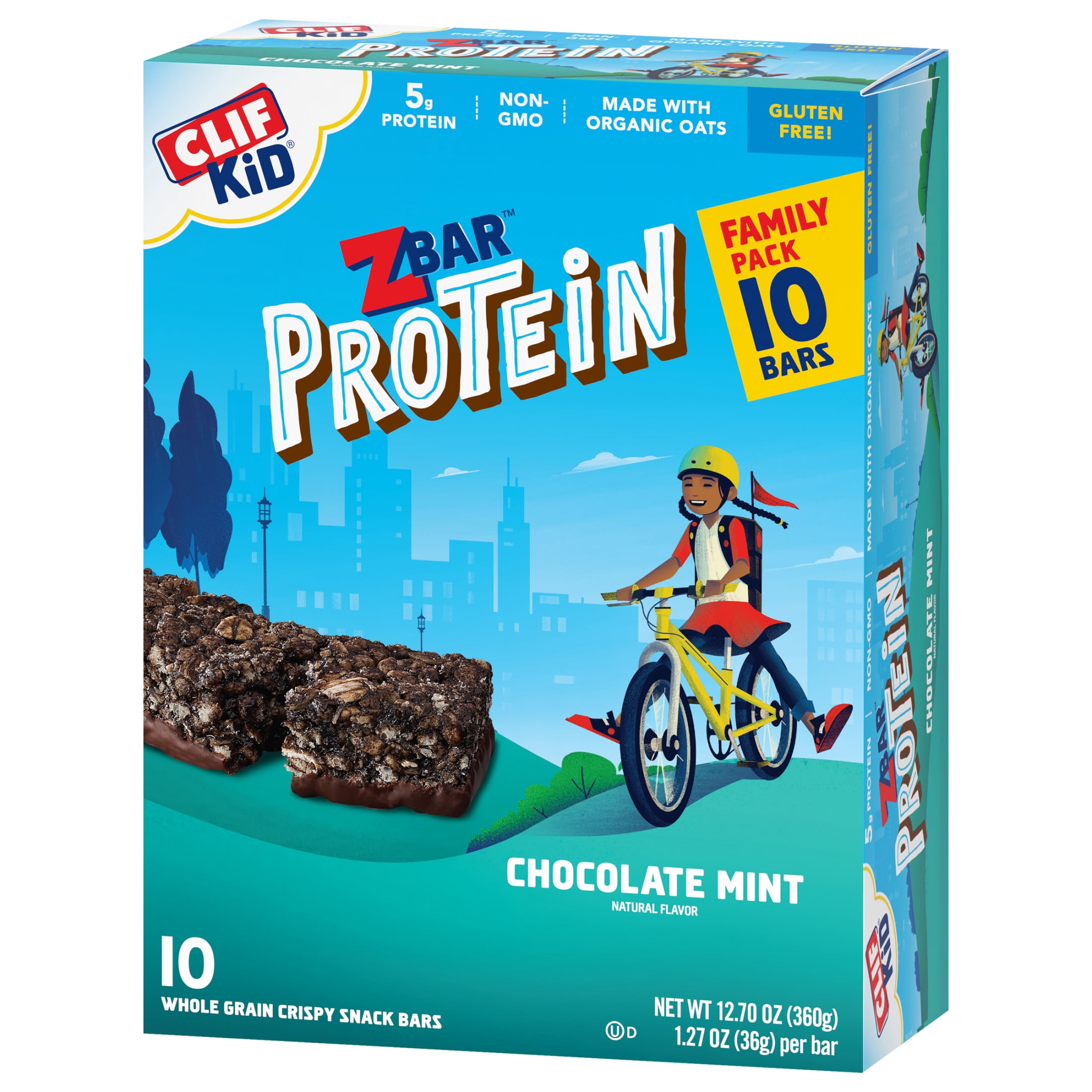 Zbar Protein Chocolate Mint Crispy Snack Bars Organic Oats Non GMO 5g Protein Gluten Free Protein Bars 10 Pack