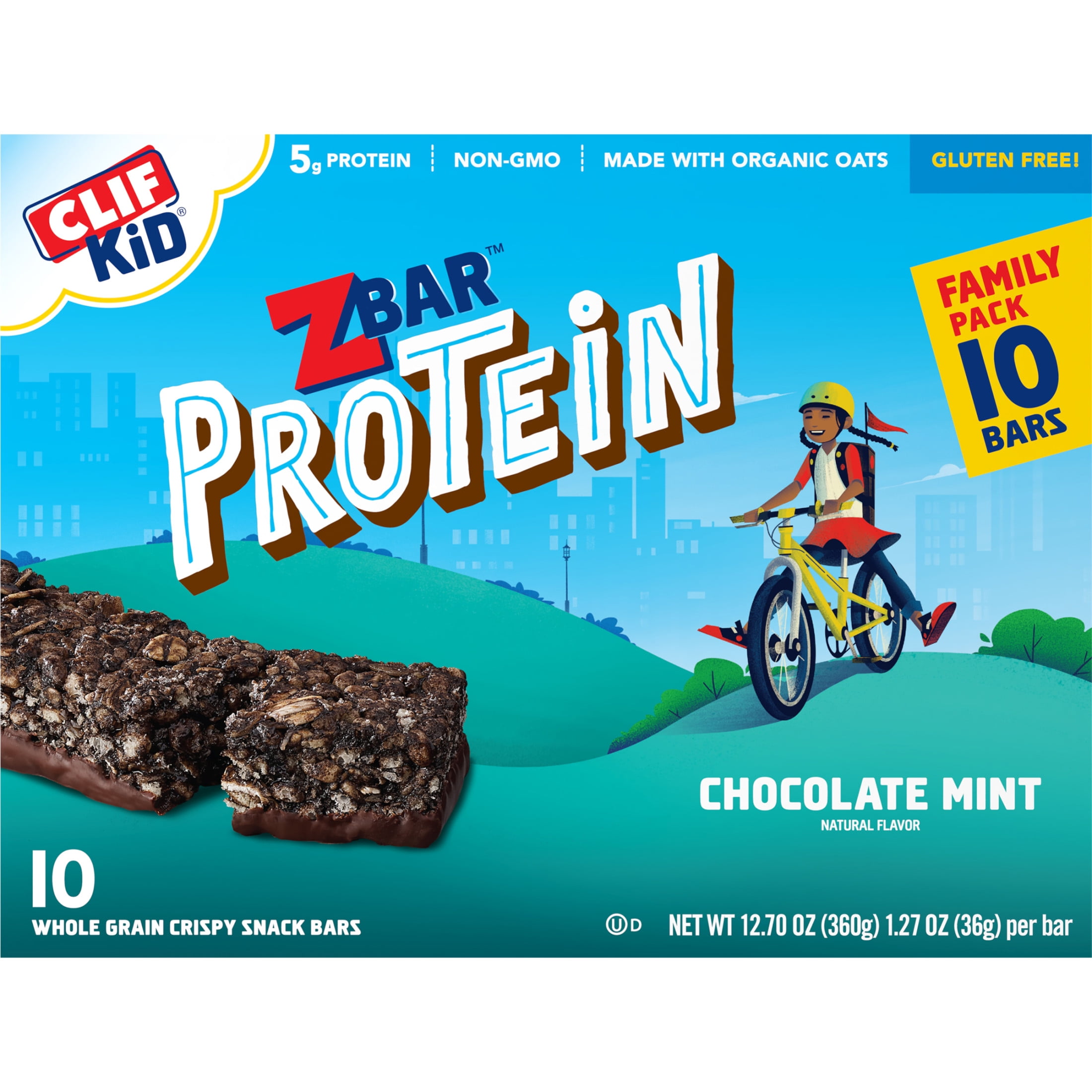 Zbar Protein Chocolate Mint Crispy Snack Bars Organic Oats Non GMO 5g Protein Gluten Free Protein Bars 10 Pack