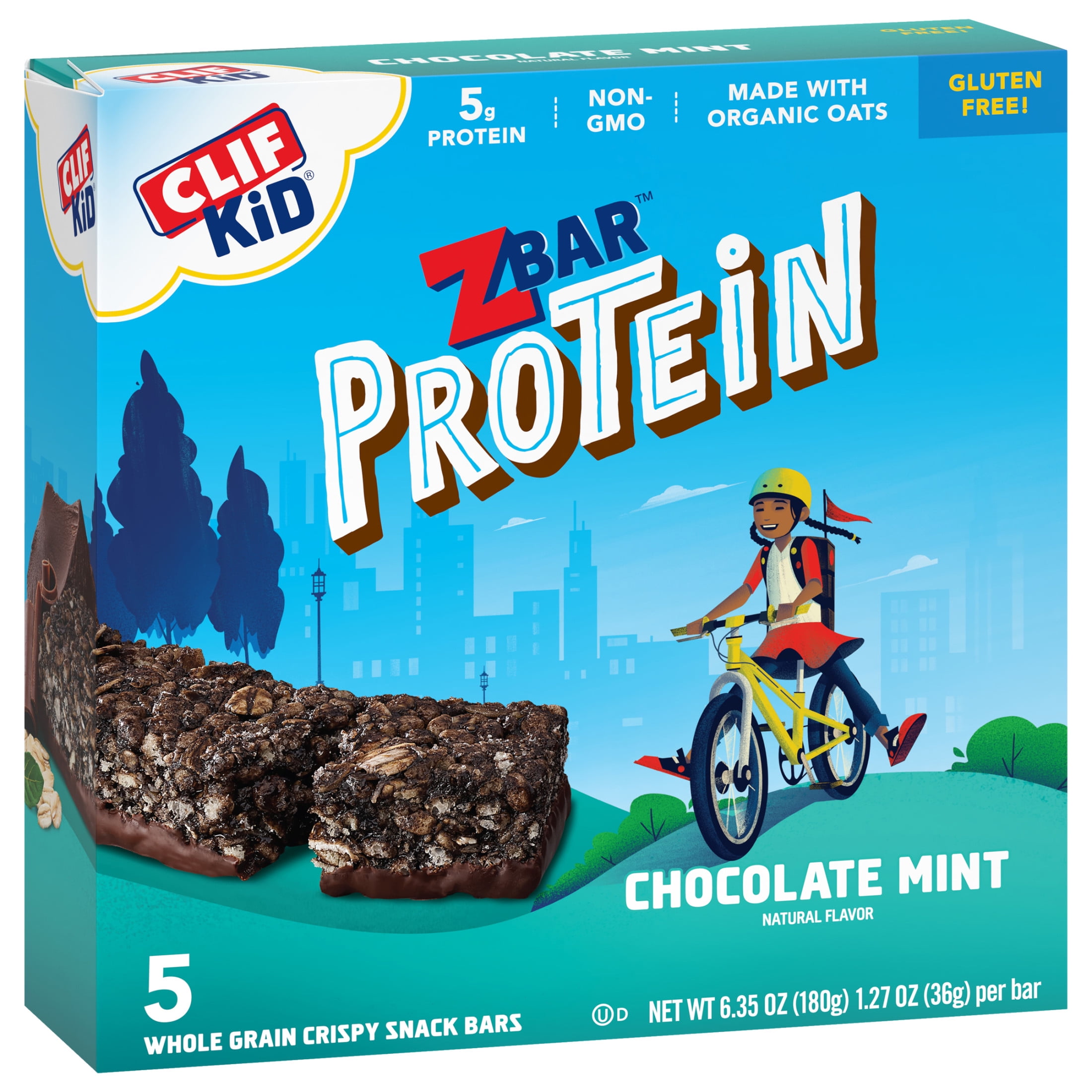 Zbar Protein Chocolate Mint Crispy Snack Bars with Organic Oats Non-GMO 5g Protein Gluten Free 5 Pack