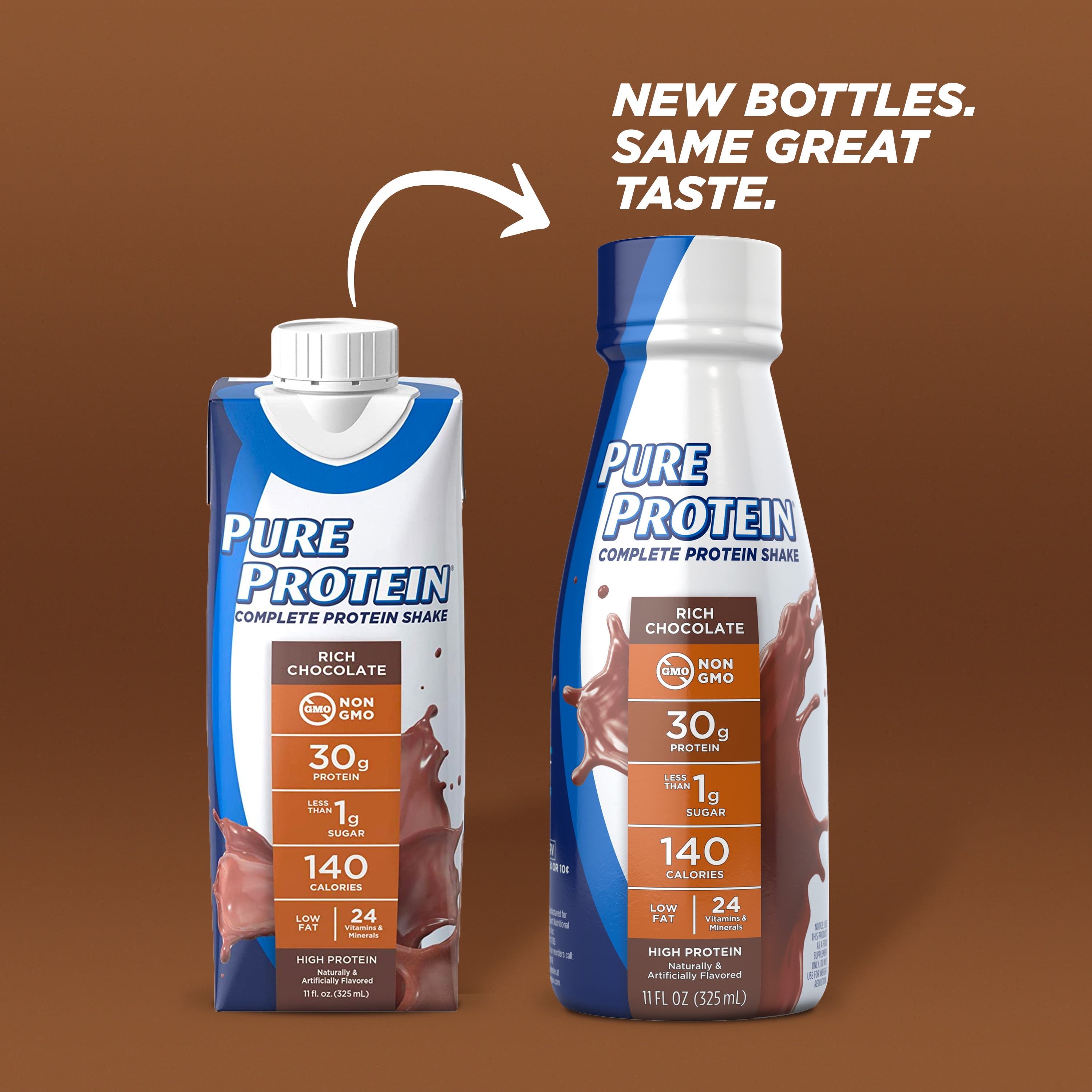 Pure Protein Shake Rich Chocolate 30g Protein Gluten Free 11 fl oz 4 Ct