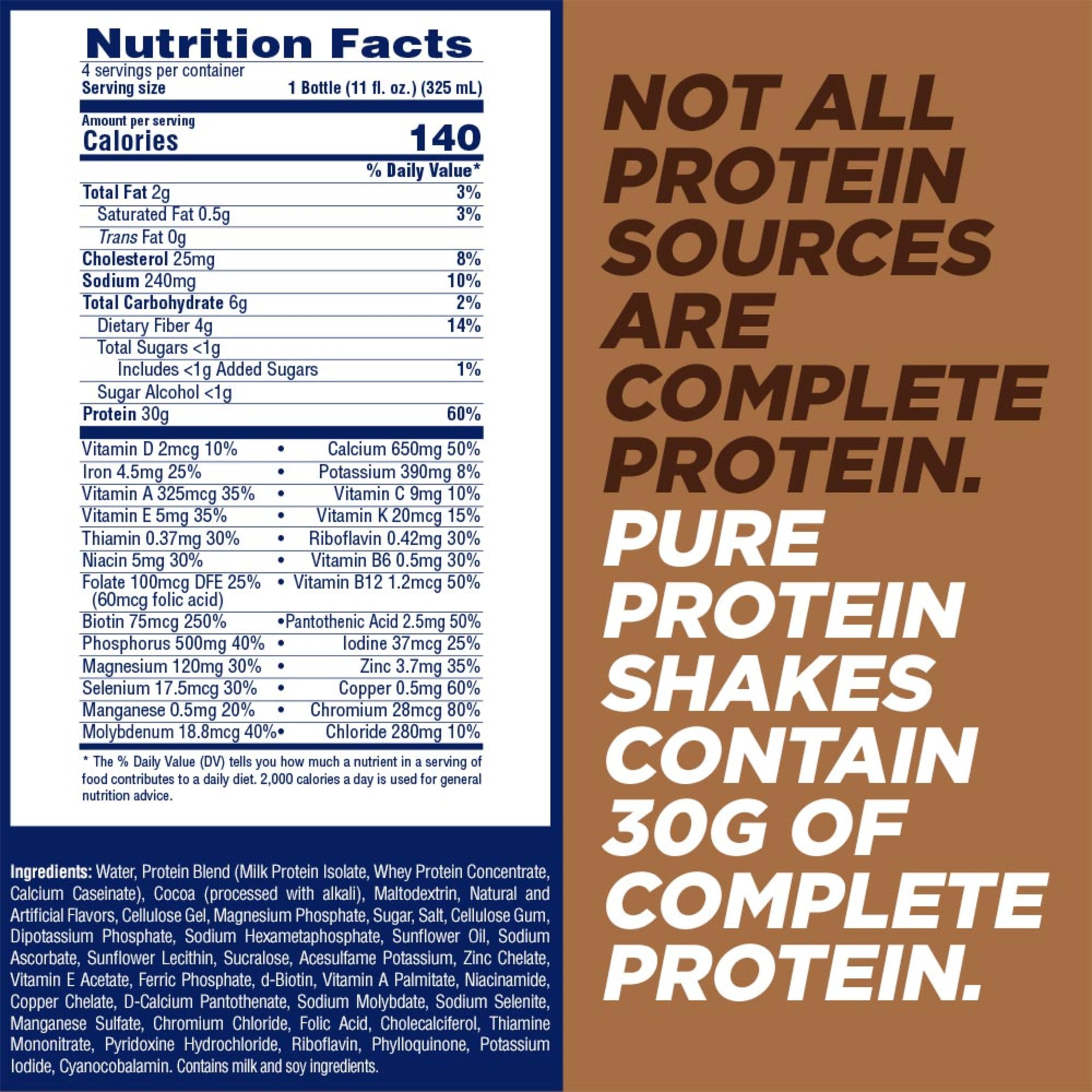 Pure Protein Shake Rich Chocolate 30g Protein Gluten Free 11 fl oz 4 Ct
