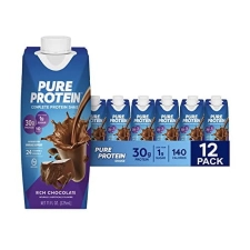Pure Protein Chocolate Protein Shake 30g Complete Protein Ready to Drink Keto-Friendly with Vitamins A C D E Zinc for Immune Health 11oz Bottles 12 Pack