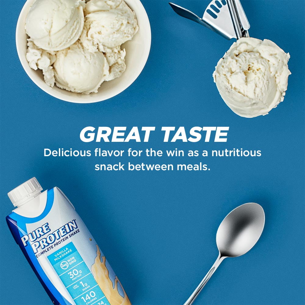 Pure Protein Vanilla Milkshake Shake 30g Protein 11 fl oz 12 Ct