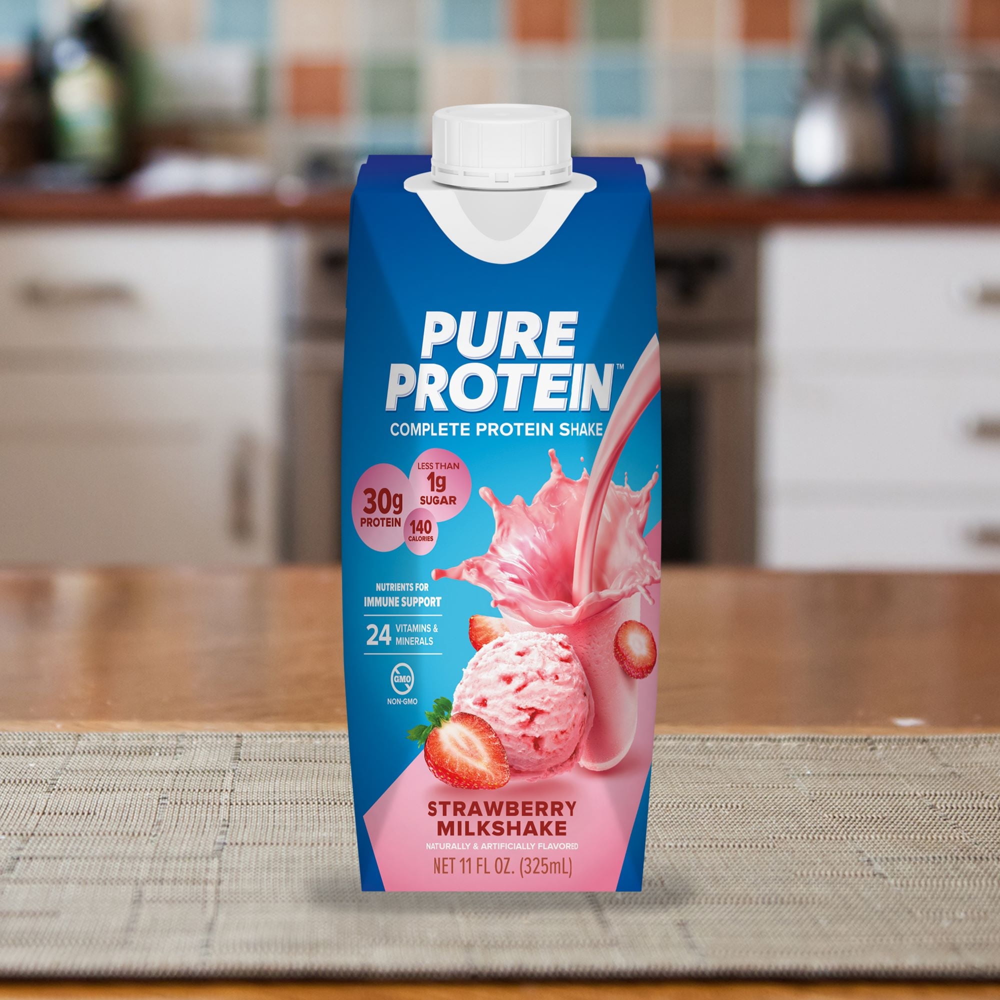 Pure Protein Strawberry Milkshake Complete Protein Shake 4 Ct Gluten Free 11 fl oz