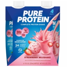 Pure Protein Strawberry Milkshake Complete Protein Shake 11 fl oz 4 Ct Gluten Free