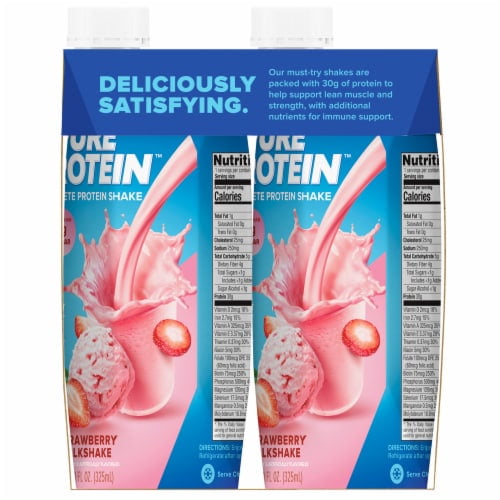 Pure Strawberry Milkshake Complete Protein Shake 11 fl oz 4 bottles 2X