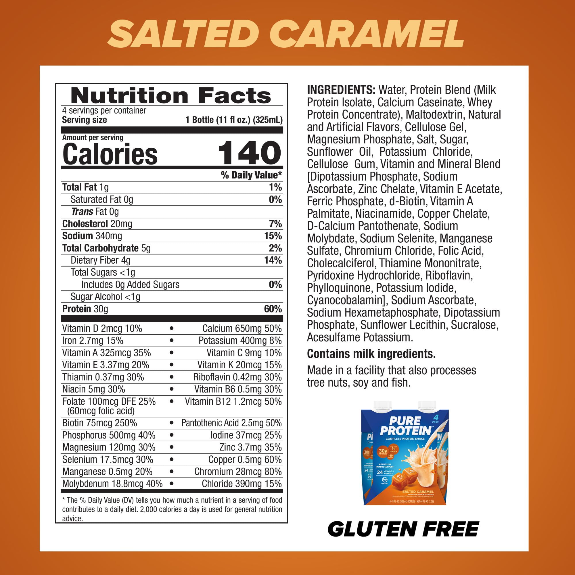 Pure Protein Salted Caramel Protein Shake 11 fl oz 4 Ct