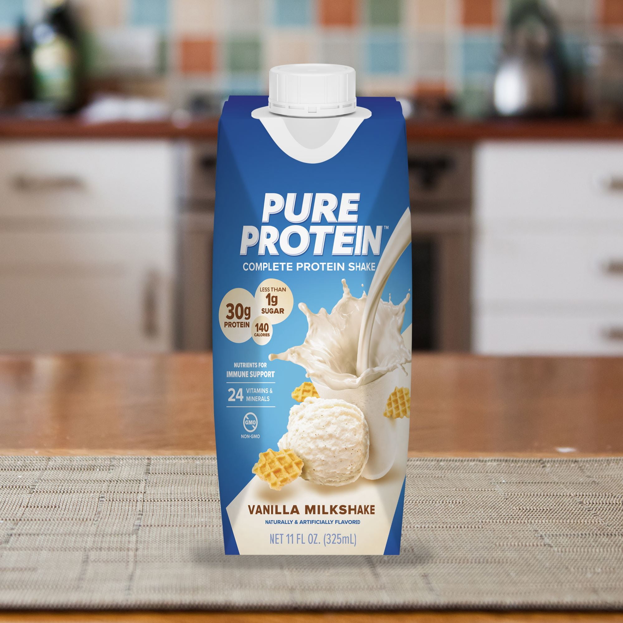 Pure Protein Shake 3 Pack Vanilla Milkshake 30g Protein Gluten Free 11 fl oz 4 Pk