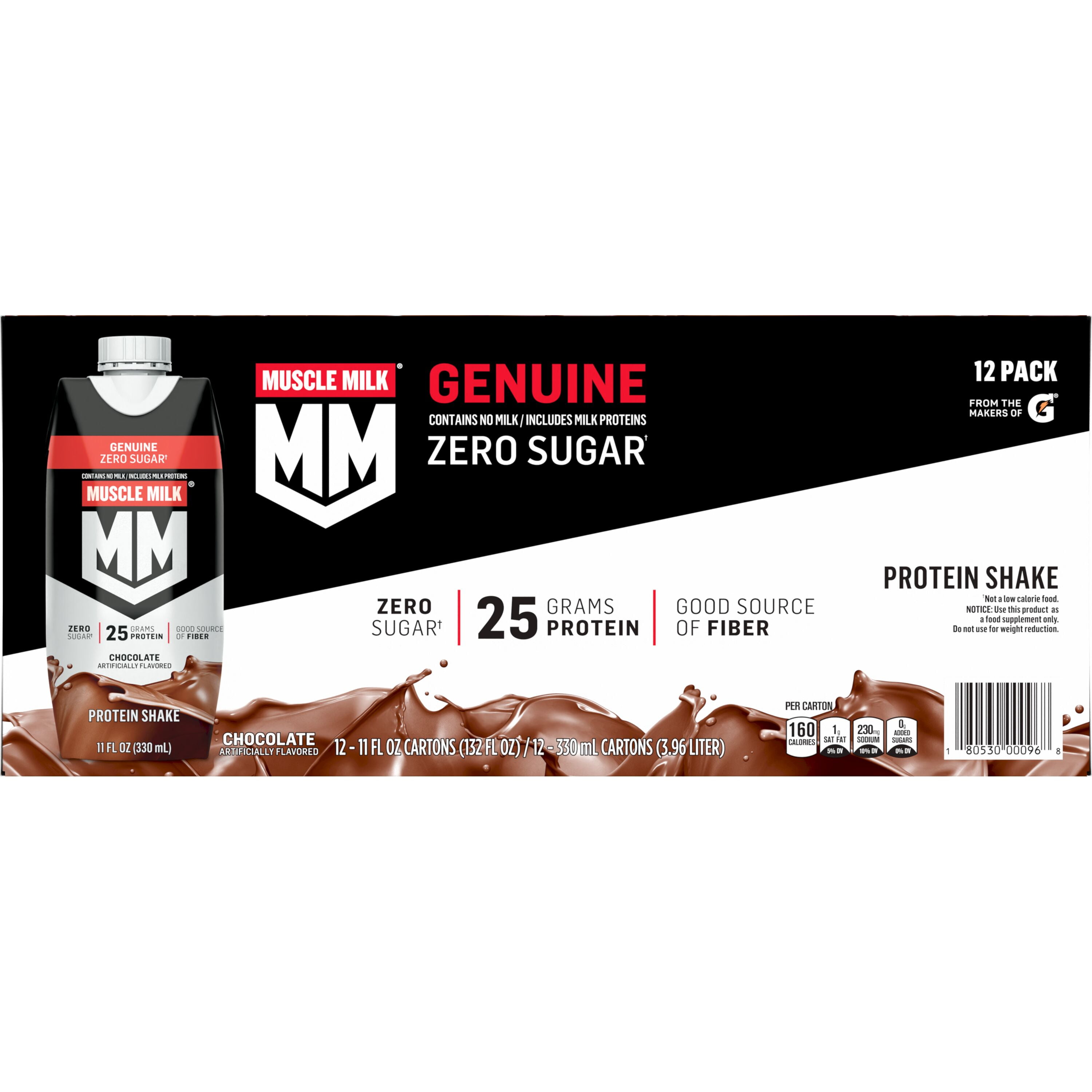 Muscle Milk Genuine Chocolate Protein Shake 11 fl oz Carton 12 Pack