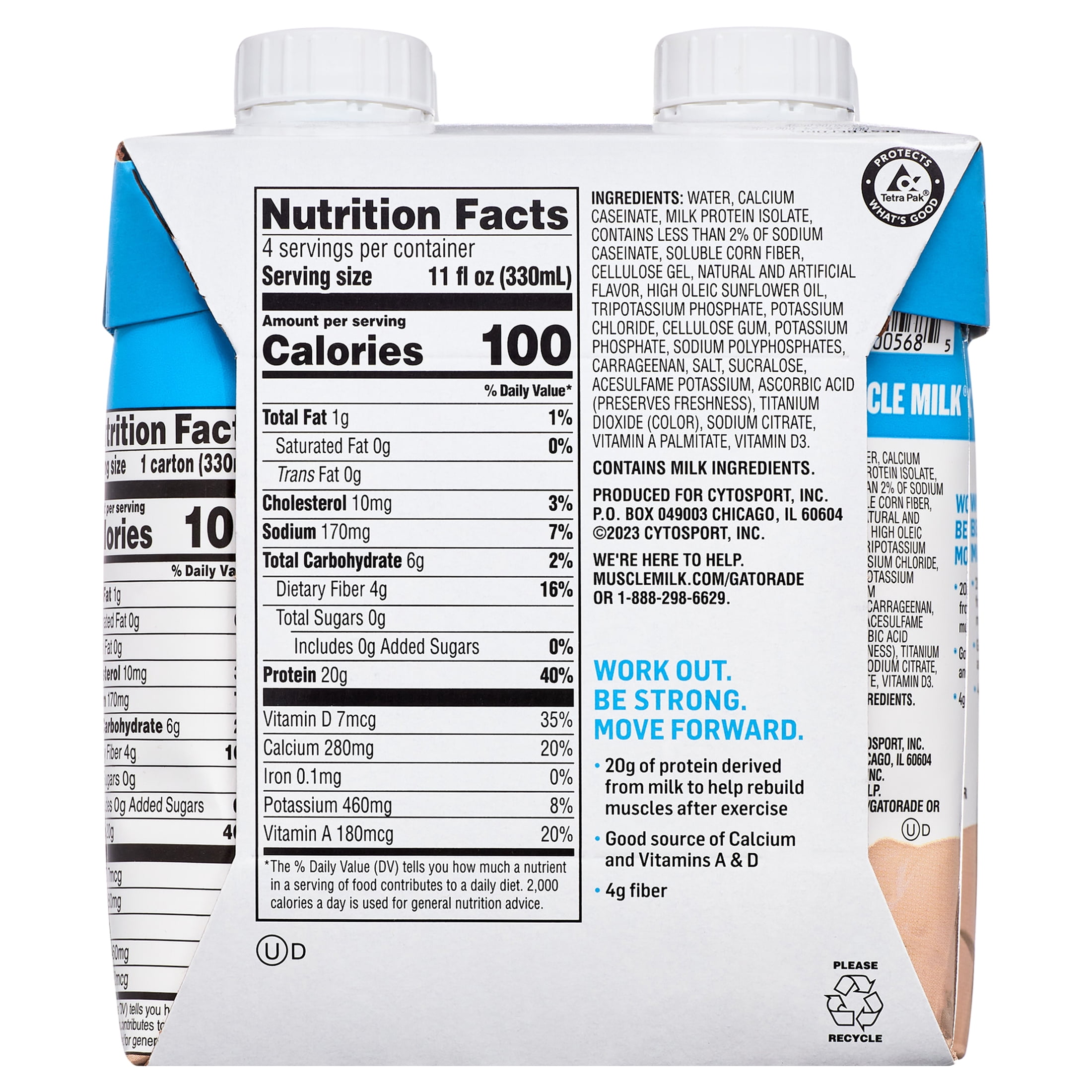 Muscle Milk Zero Vanilla Creme Protein Shake, 11.16 Fl Oz Bottle, 4 Pack - 20g Protein, Zero Sugar,