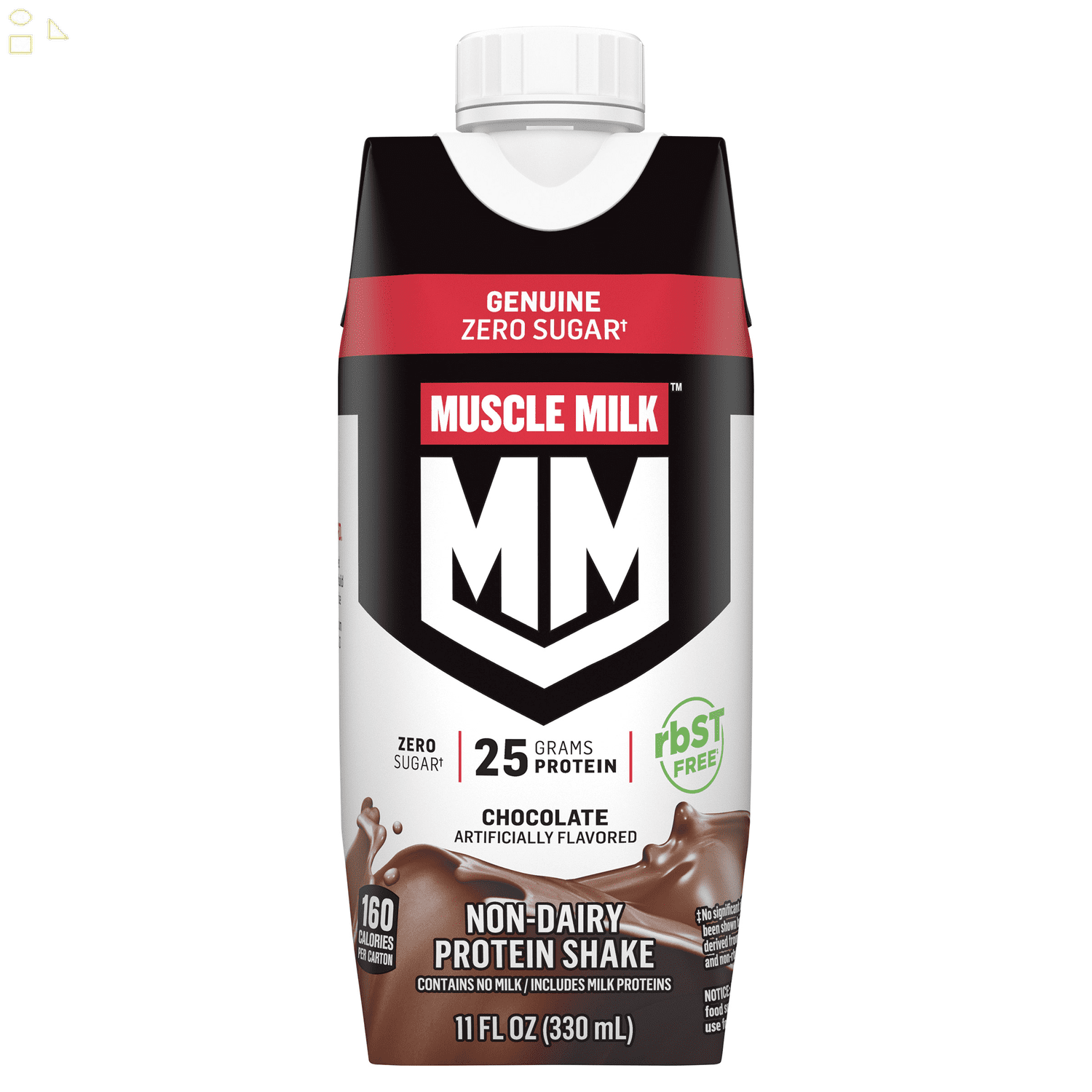 Muscle Milk Genuine Chocolate Protein Shake 2 x 11 Fl Oz Packs, 18-Pack.