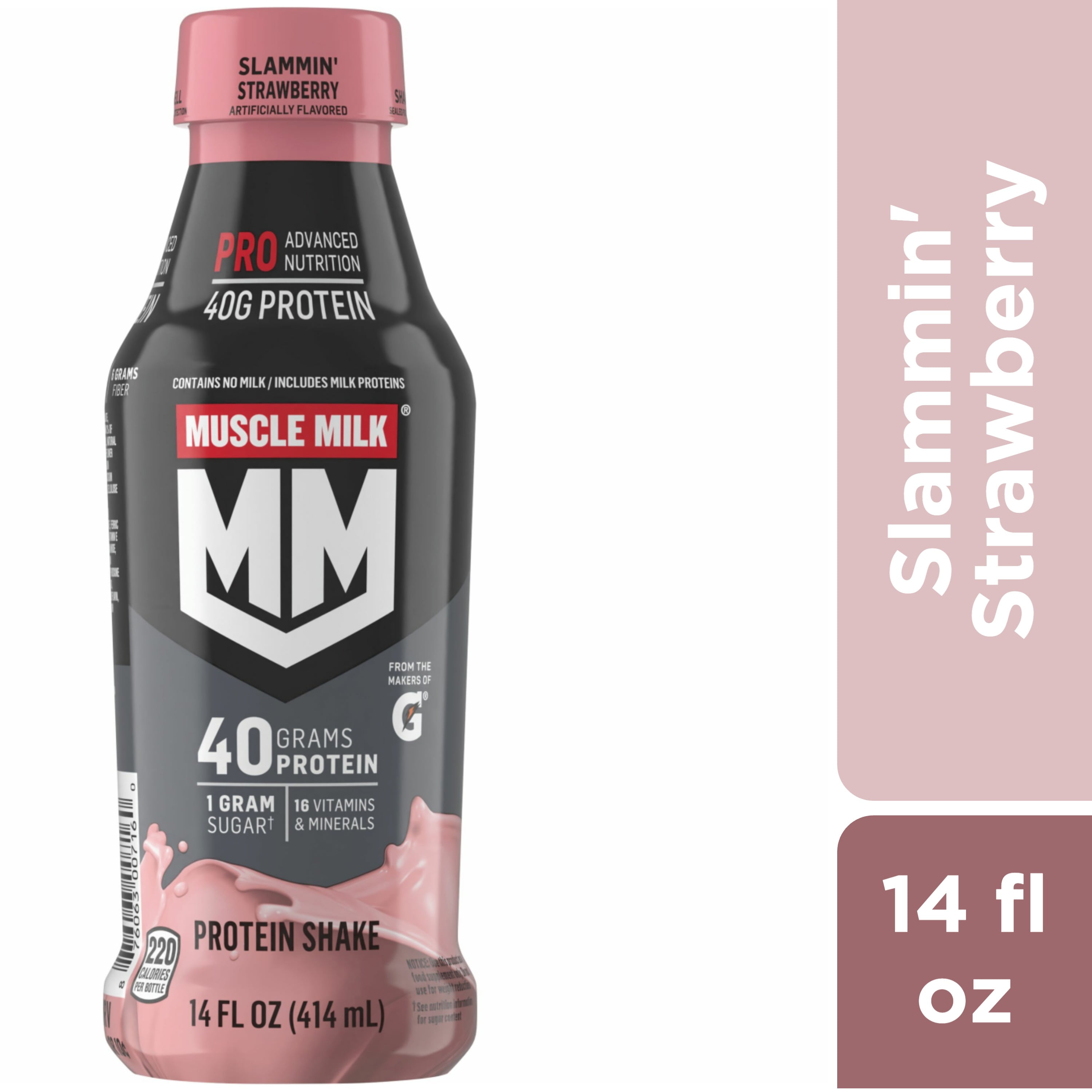 Muscle Milk Pro Series Slammin Strawberry Protein Shake 14 oz 1 Count Bottle