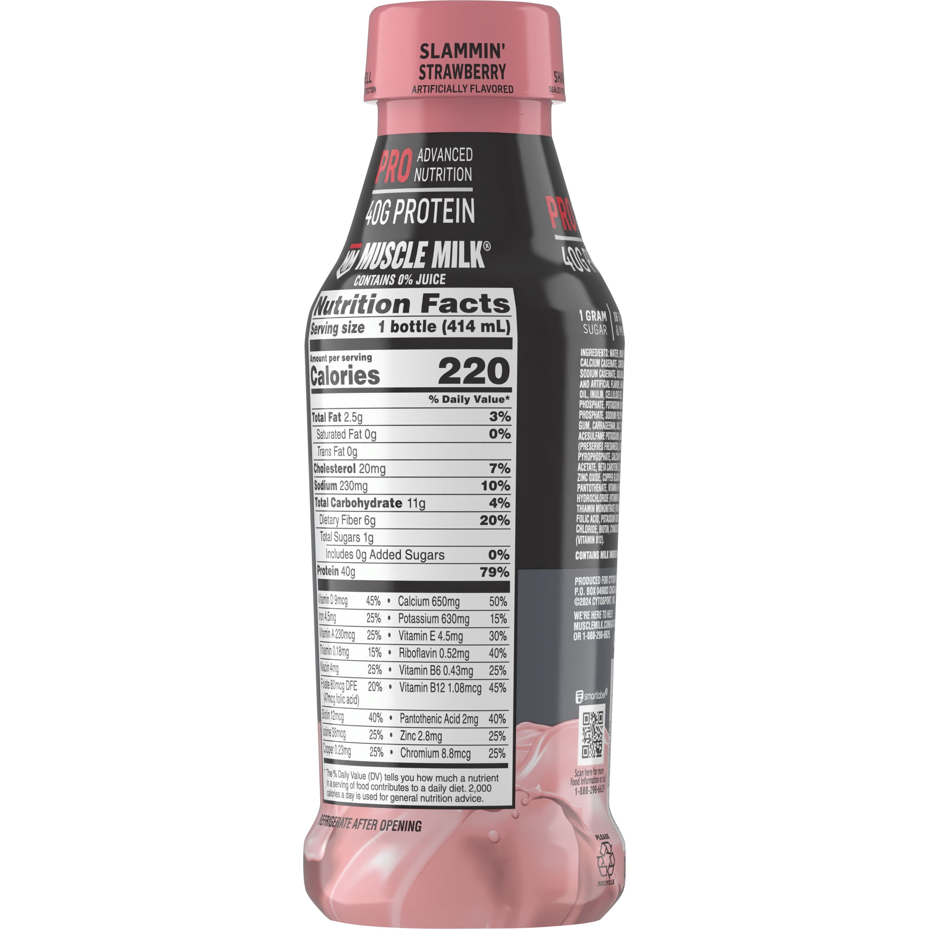 Muscle Milk Pro Series Slammin Strawberry Protein Shake 14 oz 1 Count Bottle
