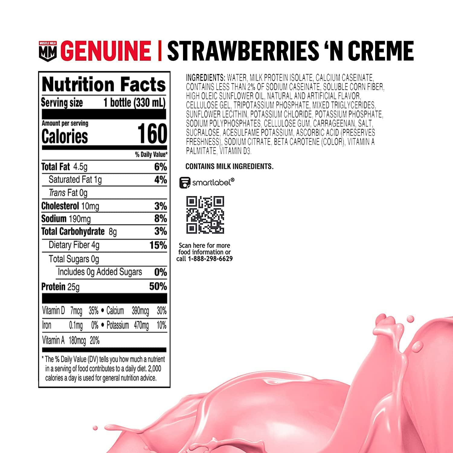 Muscle Milk Genuine Strawberry Shake 11.16oz Bottles Pack of 12