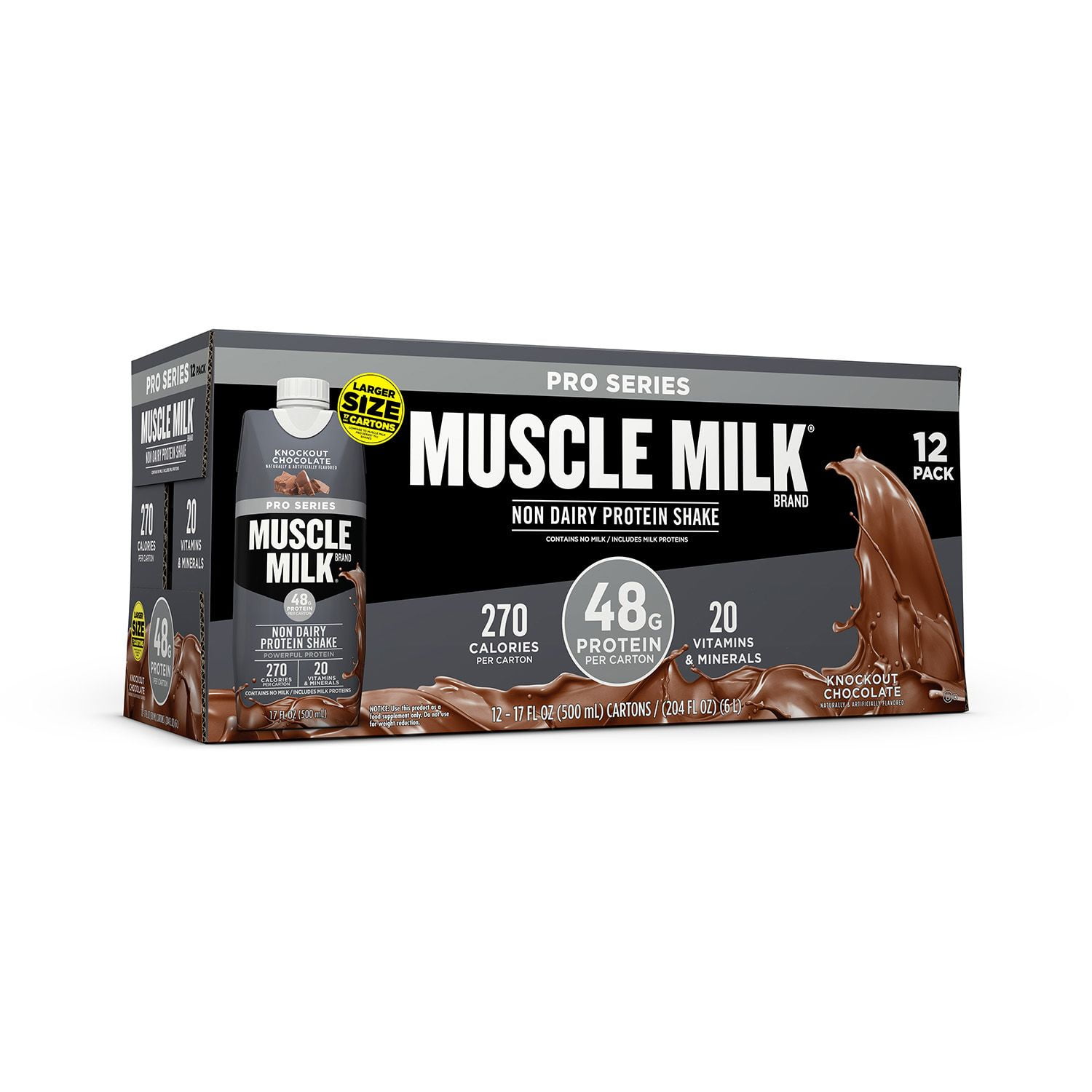 Muscle Milk Pro Series Knockout Chocolate Protein Shake 40g Protein 14 Fl Oz 12 Ct